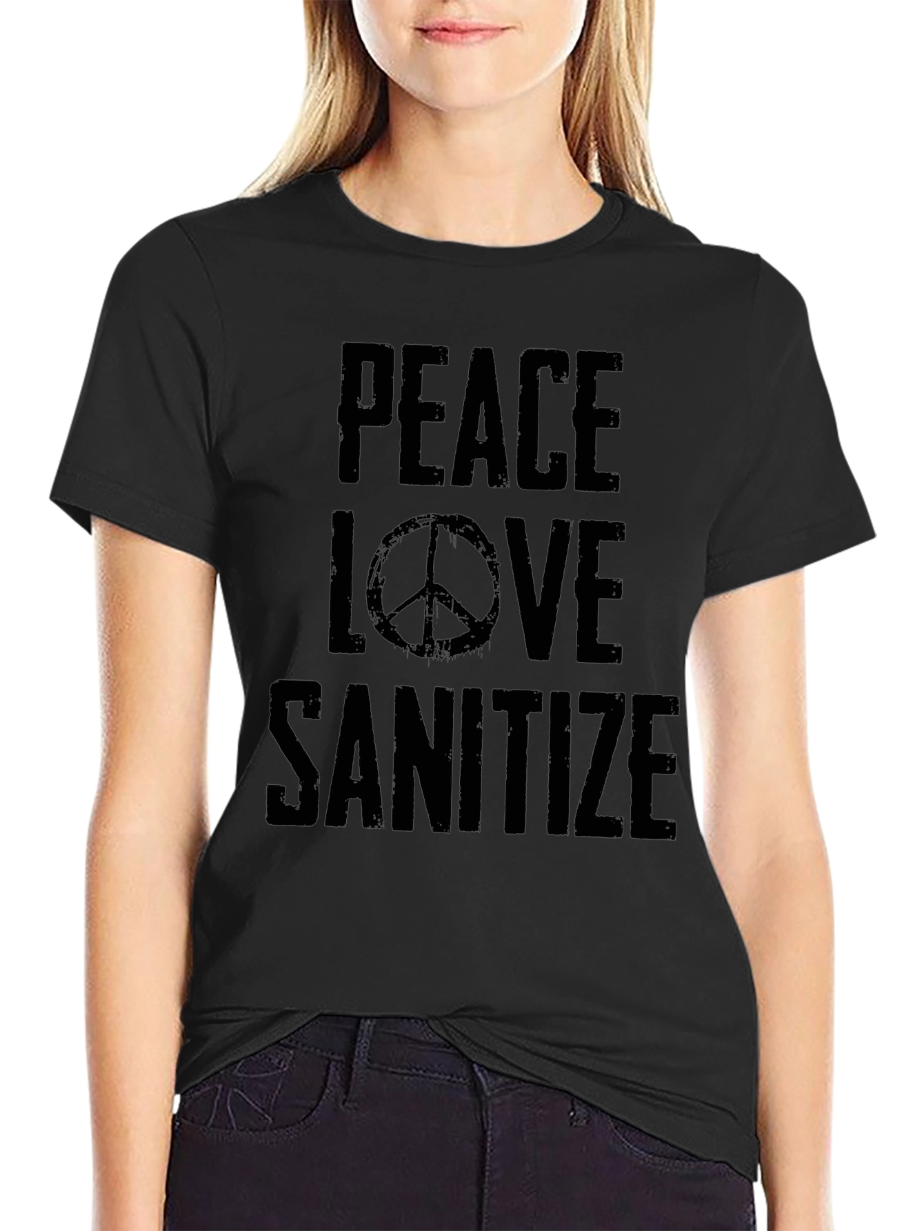 Peace Love Sanitize Black T-Shirt