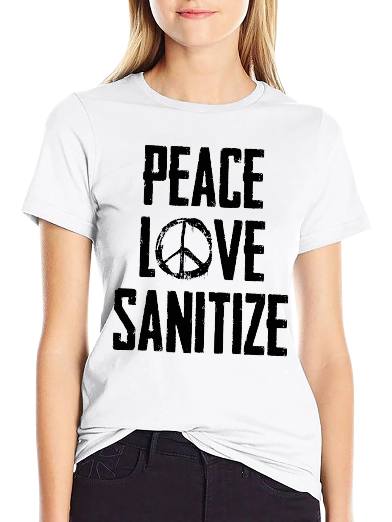 Peace Love Sanitize Black T-Shirt