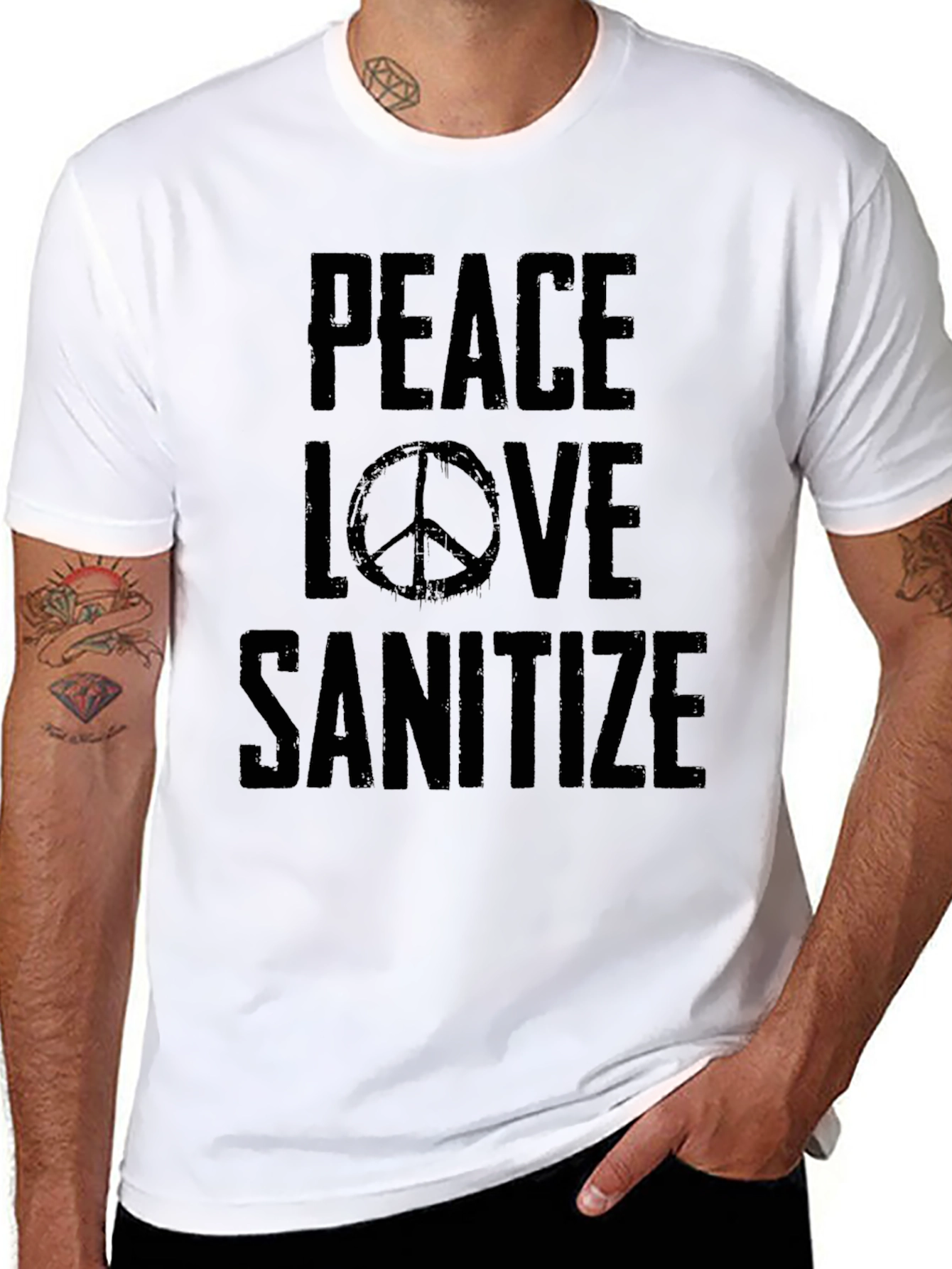 Peace Love Sanitize Black T-Shirt