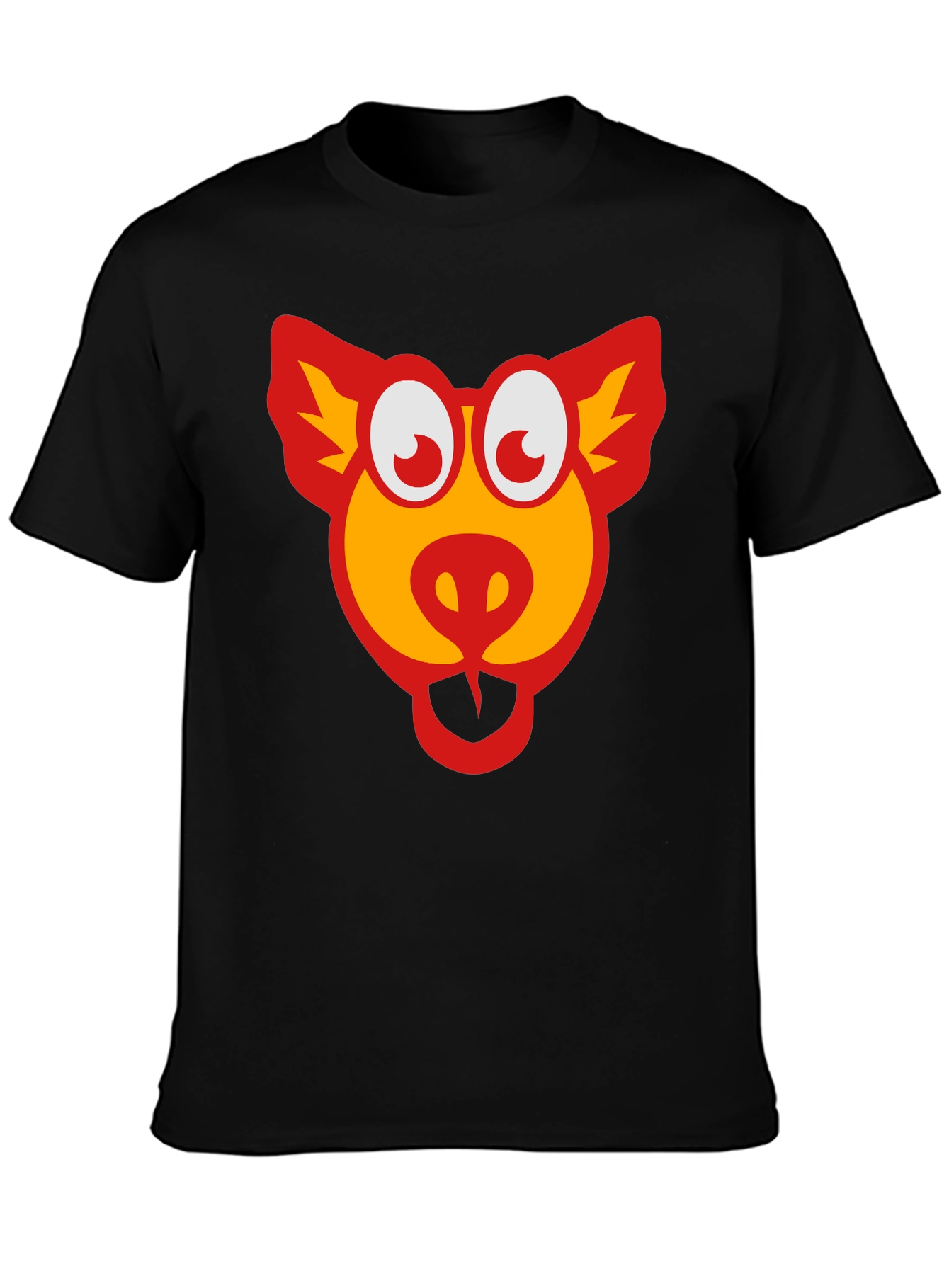 Cartoon Pig Graphic Black T-Shirt