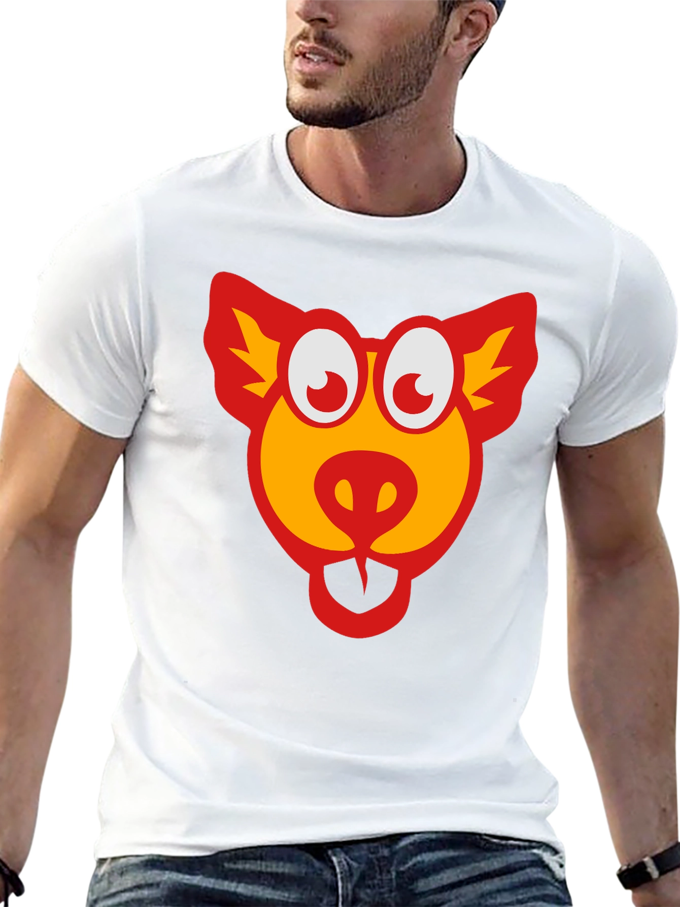 Cartoon Pig Graphic Black T-Shirt