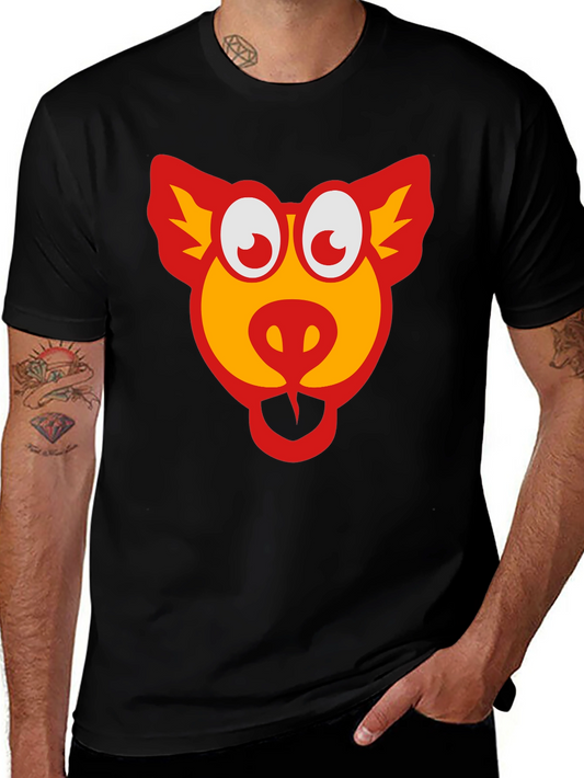 Cartoon Pig Graphic Black T-Shirt