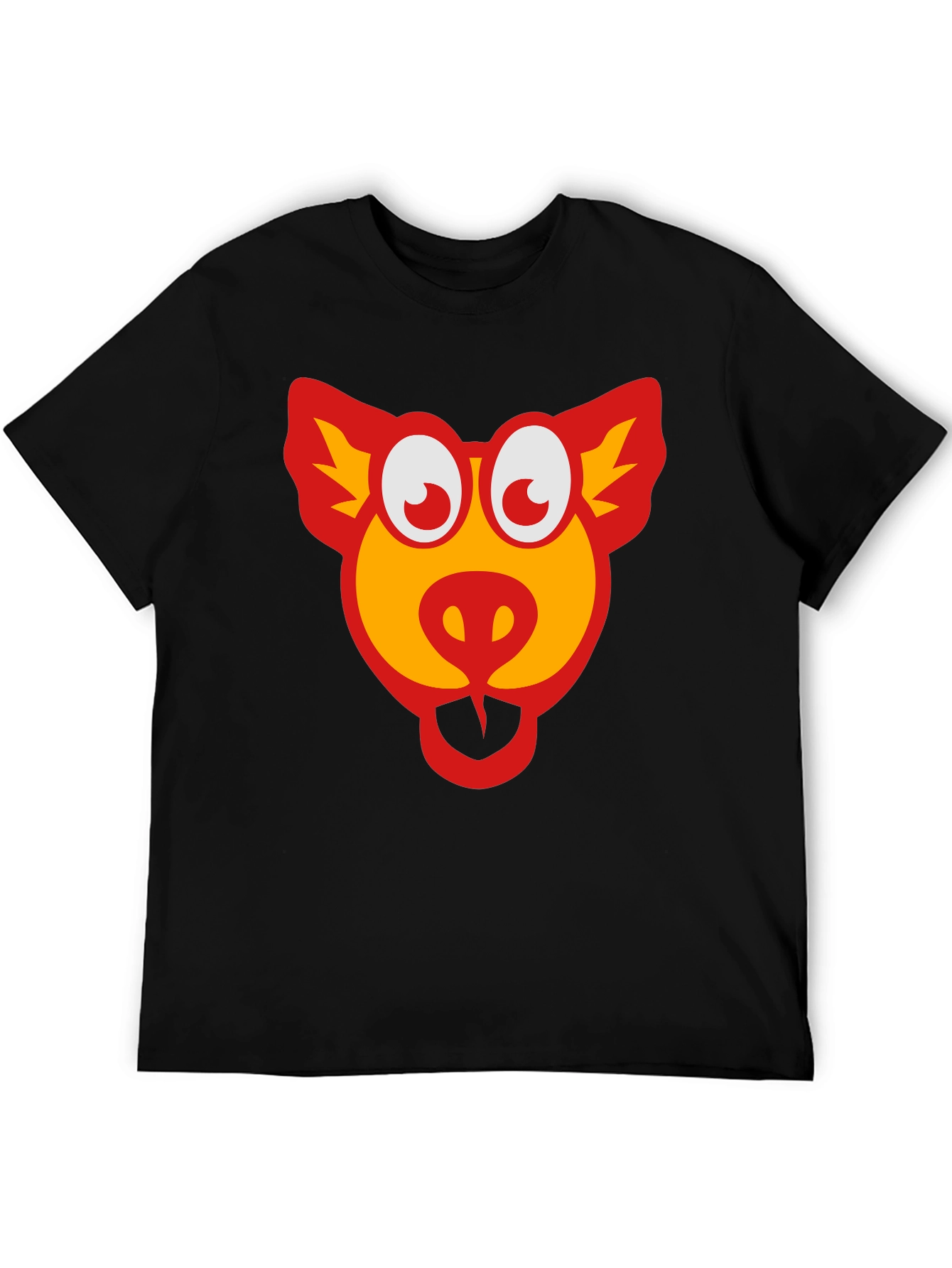 Cartoon Pig Graphic Black T-Shirt