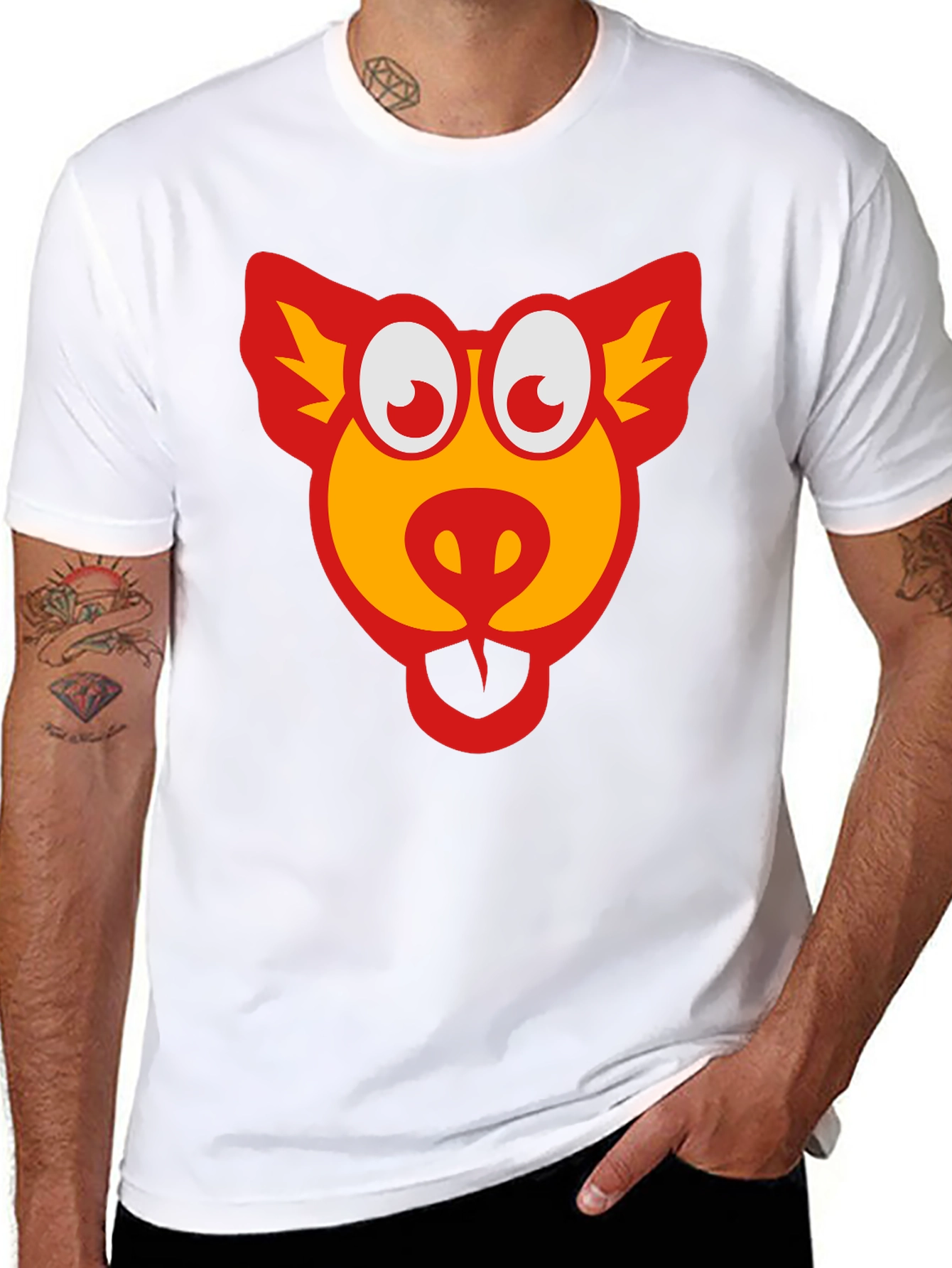 Cartoon Pig Graphic Black T-Shirt