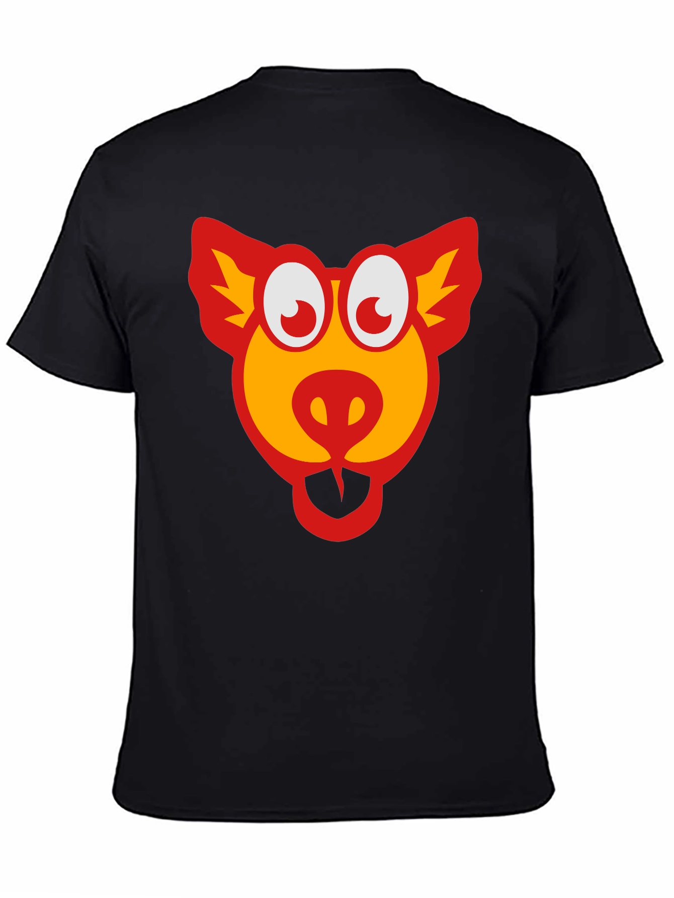 Cartoon Pig Graphic Black T-Shirt