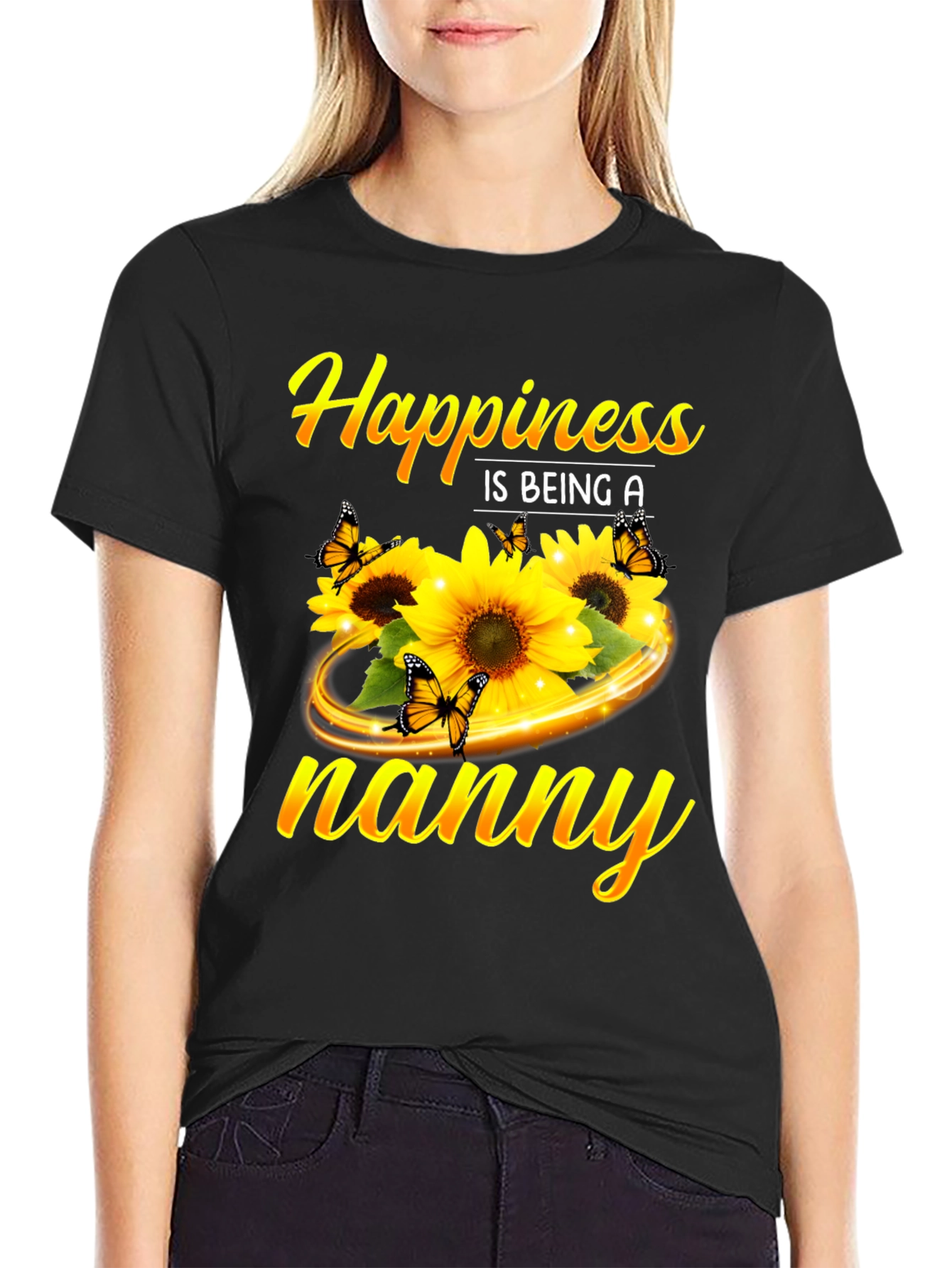 Happiness is Being a Nanny Sunflower T-Shirt