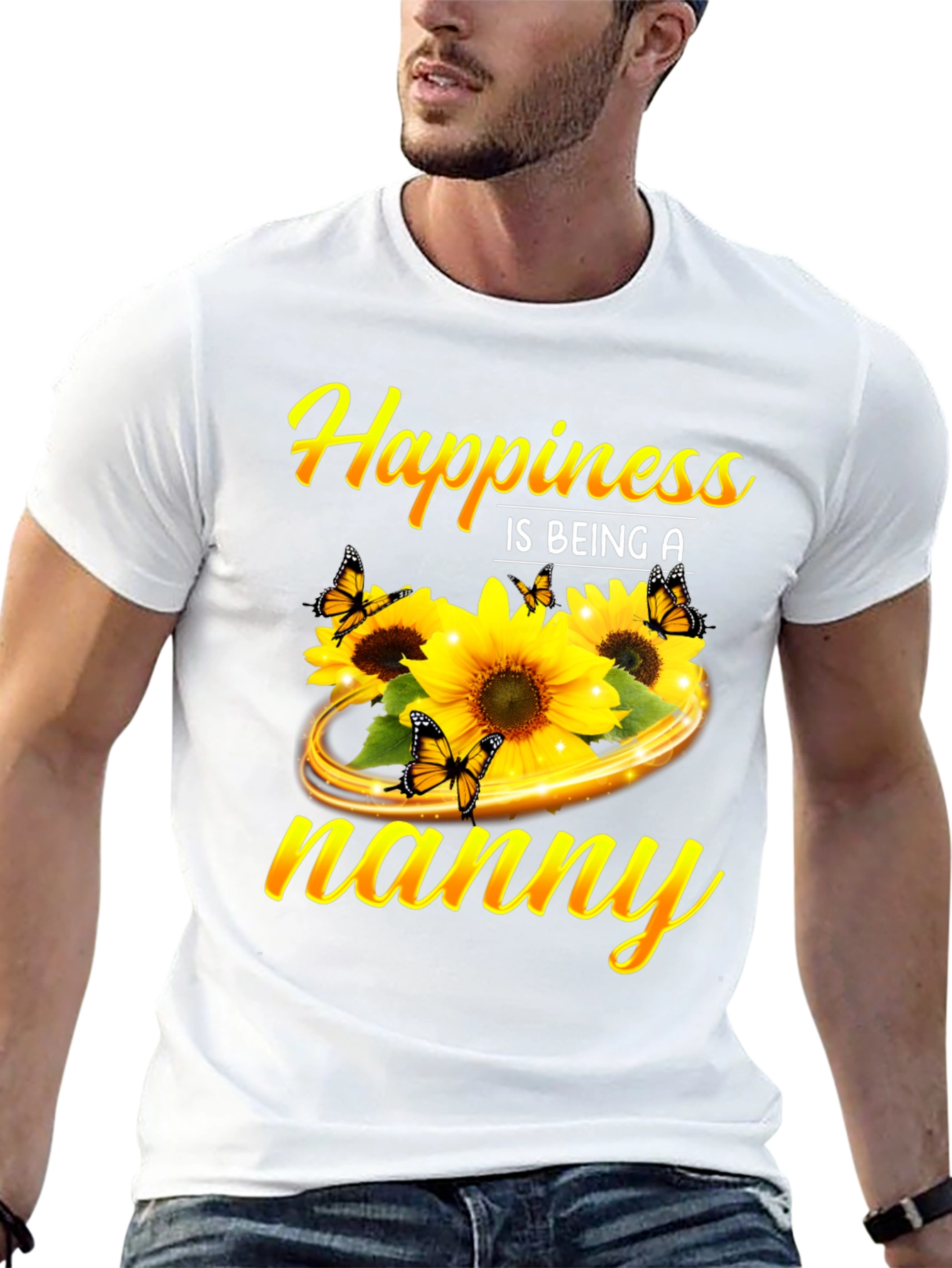 Happiness is Being a Nanny Sunflower T-Shirt
