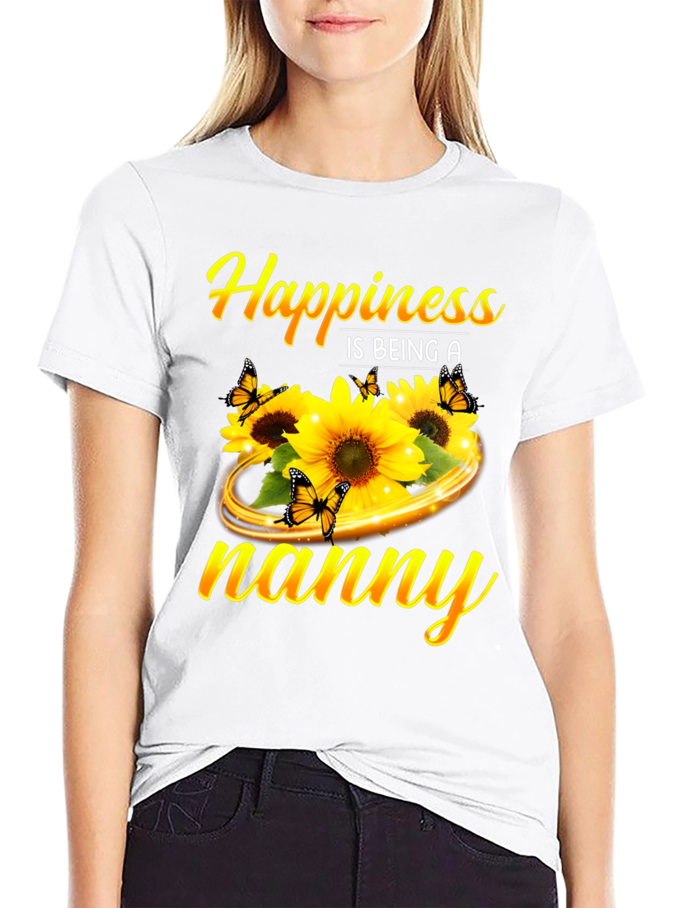 Happiness is Being a Nanny Sunflower T-Shirt