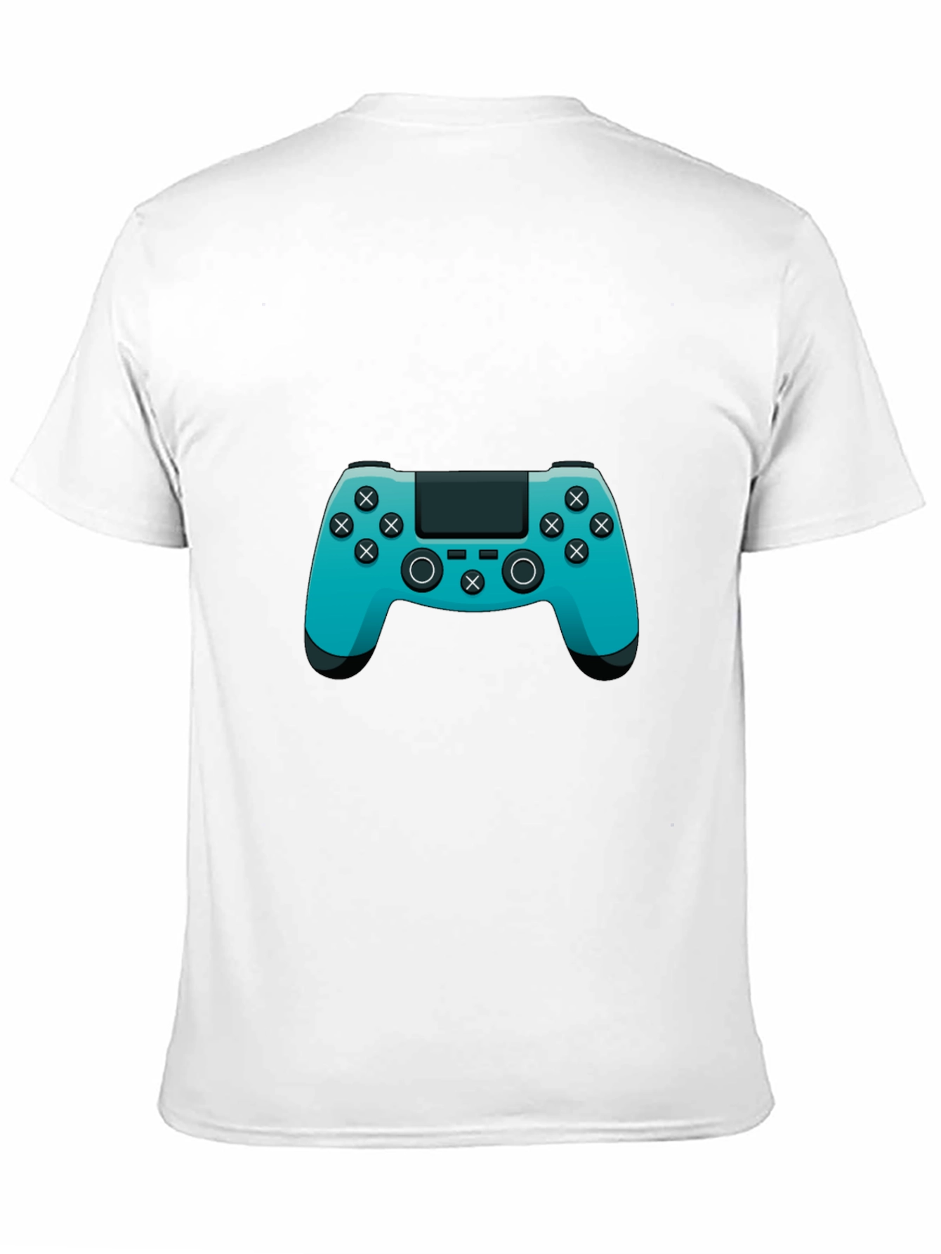 Gamer Style Black T-Shirt with Teal Controller Design