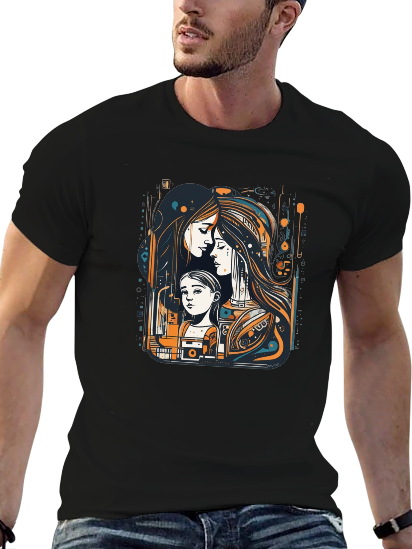 Unique Graphic Tee - Mother & Child Art Print