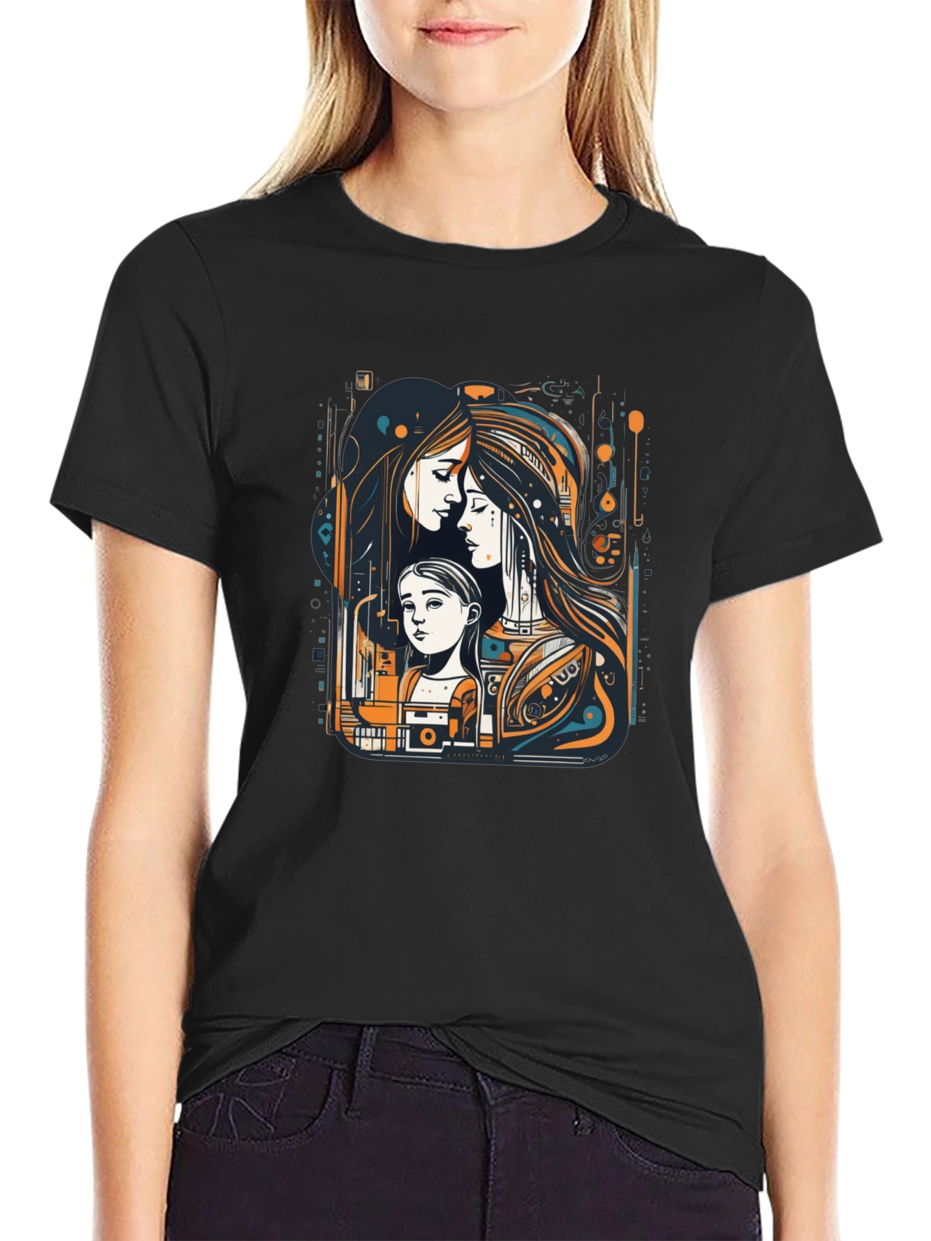 Unique Graphic Tee - Mother & Child Art Print