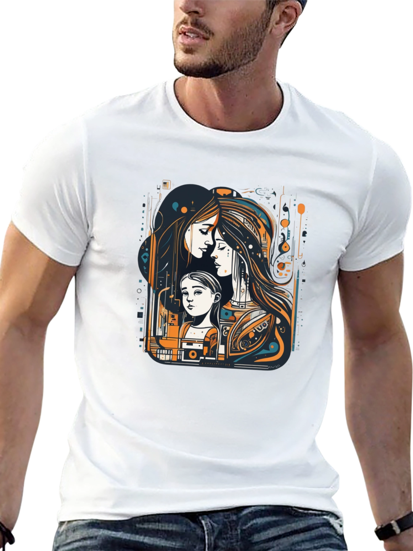 Unique Graphic Tee - Mother & Child Art Print