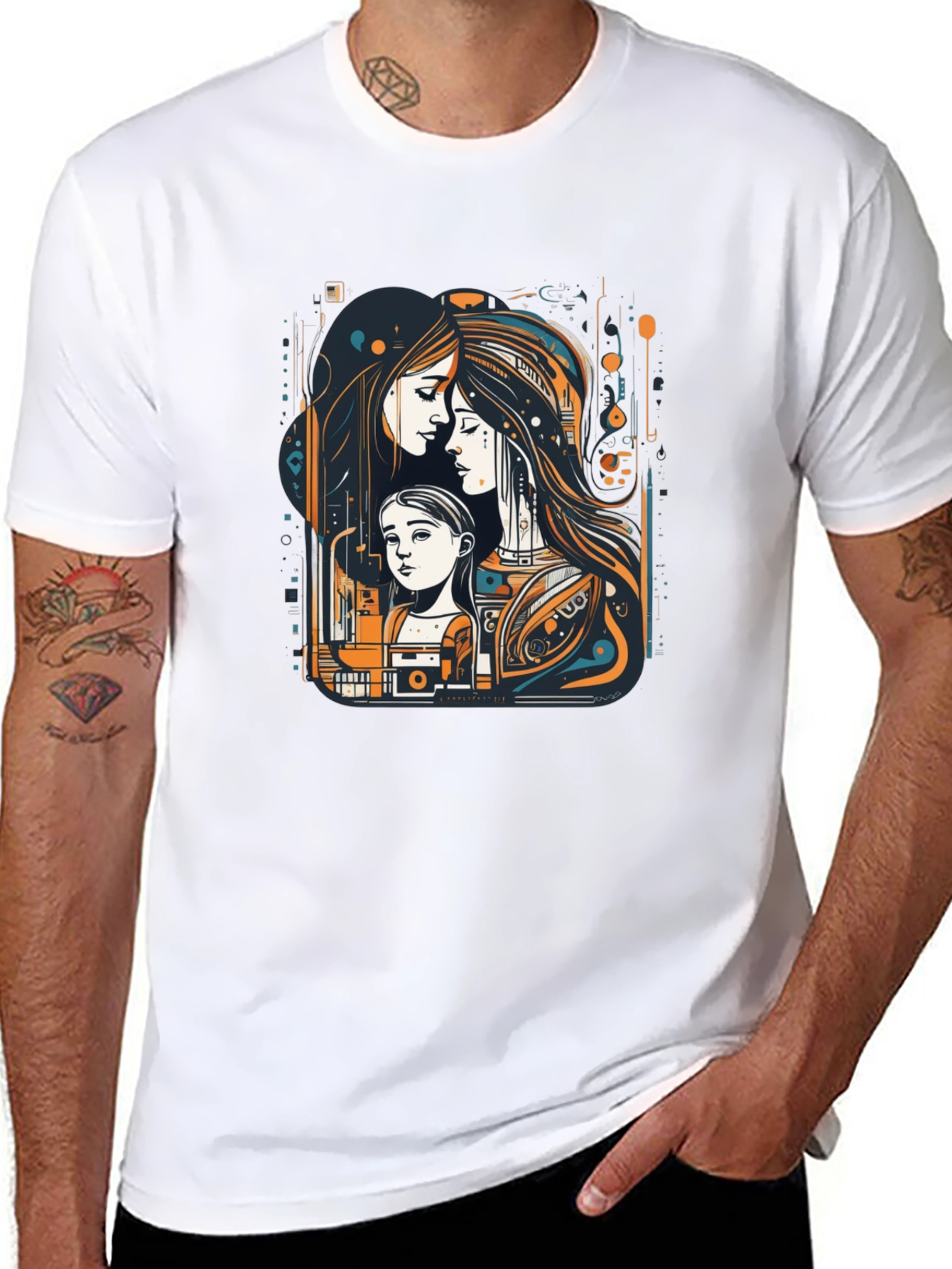 Unique Graphic Tee - Mother & Child Art Print