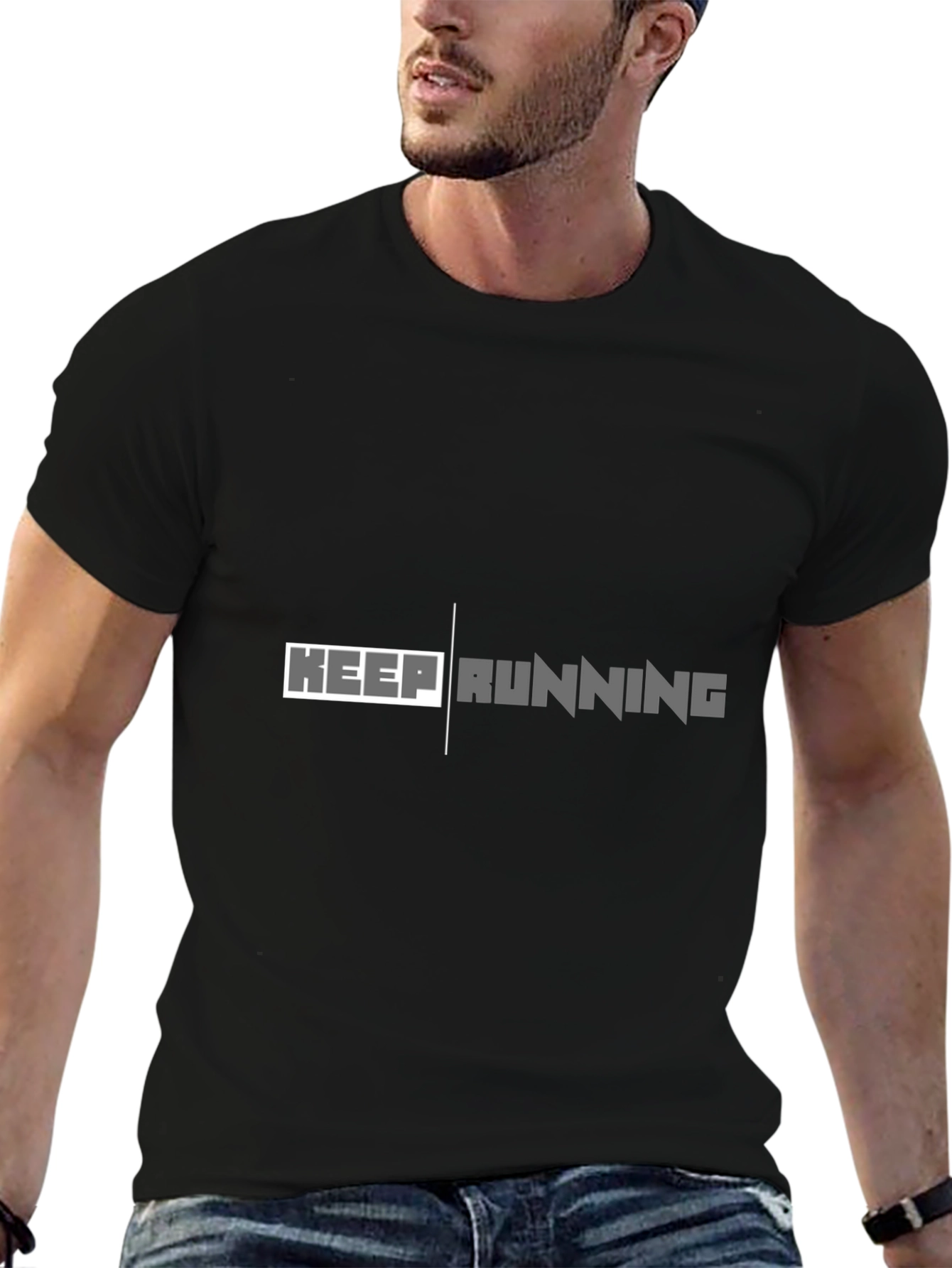 Keep Running Graphic Tee - Black Cotton