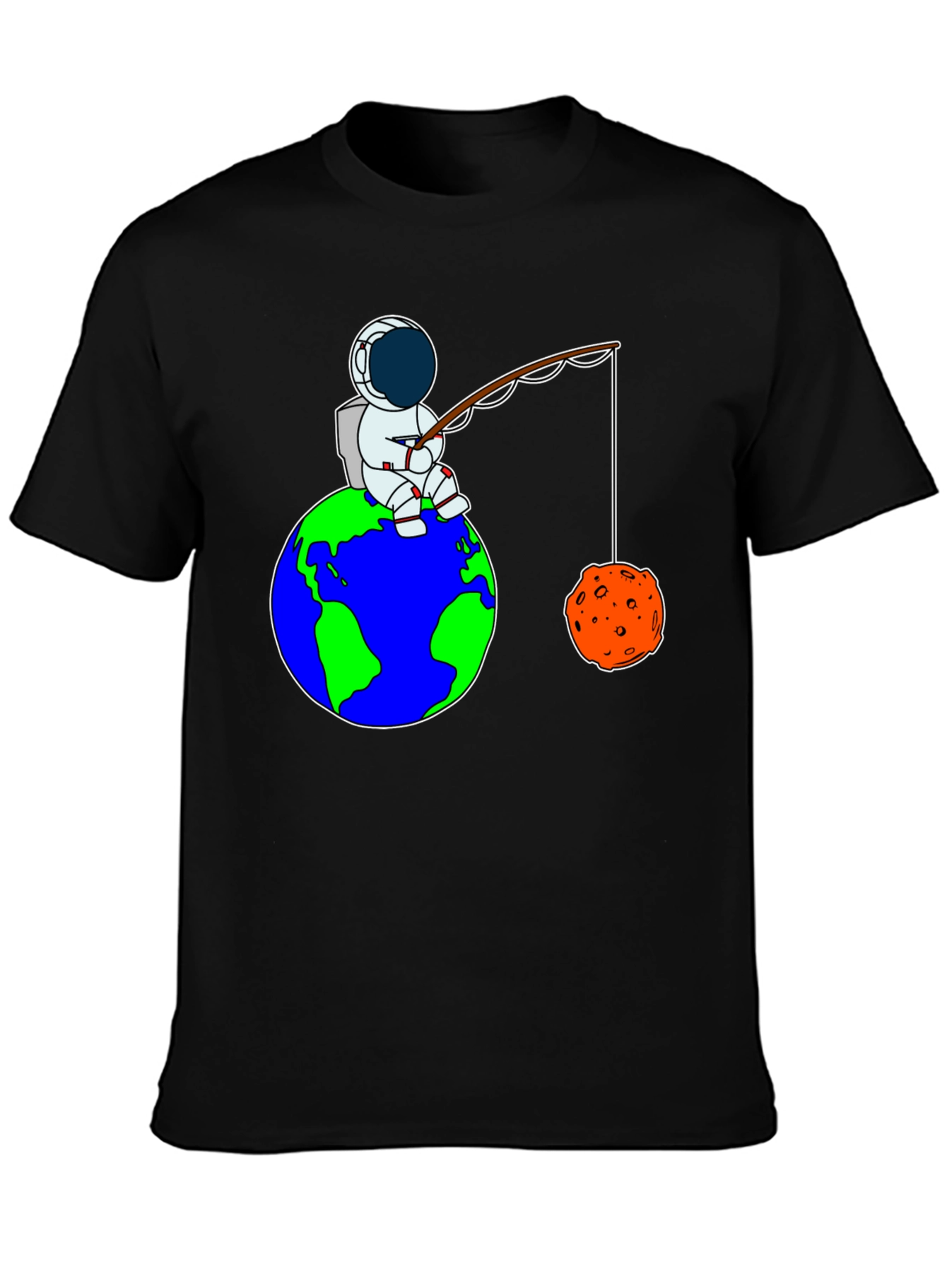 Astronaut Fishing on Earth Graphic T-Shirt