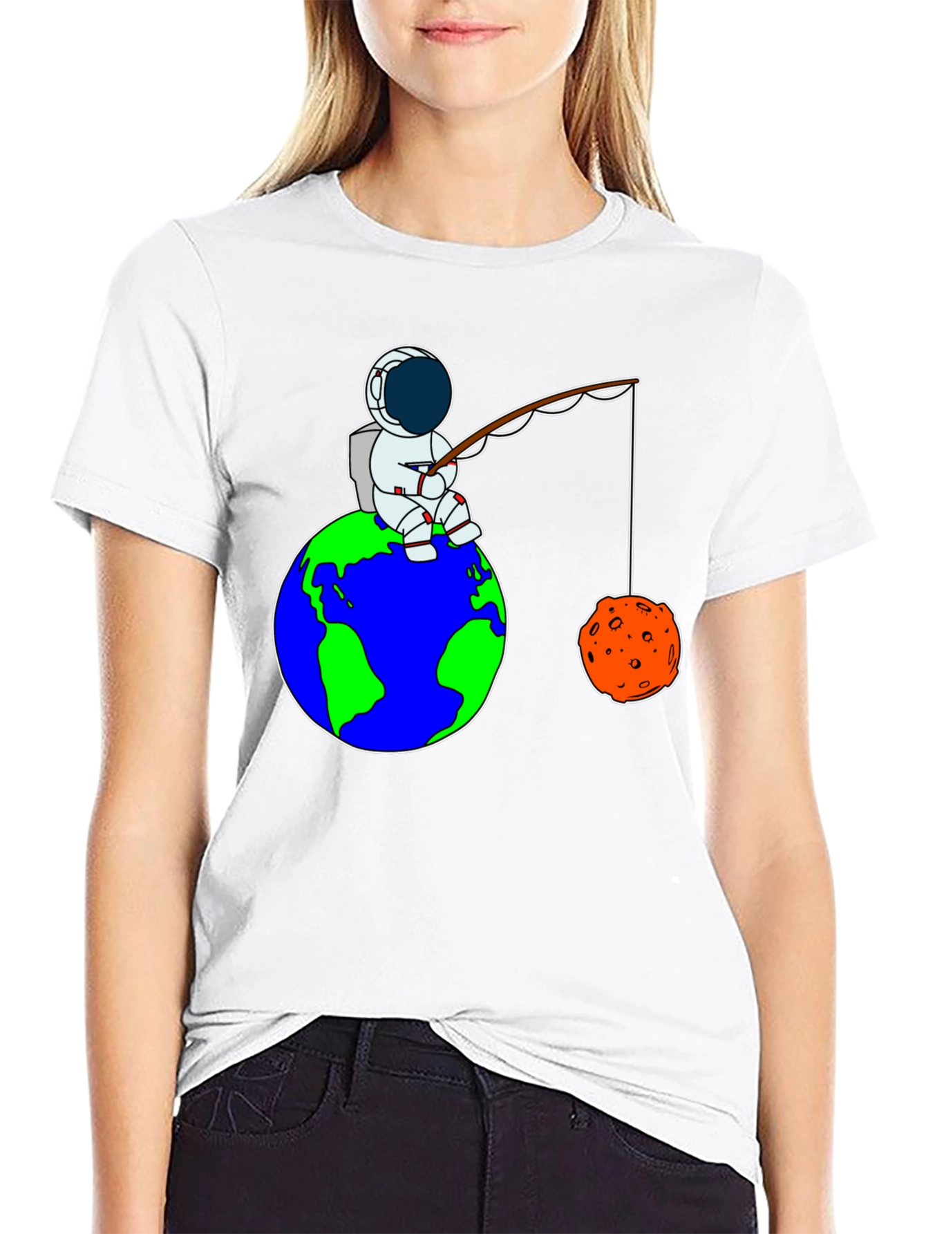 Astronaut Fishing on Earth Graphic T-Shirt