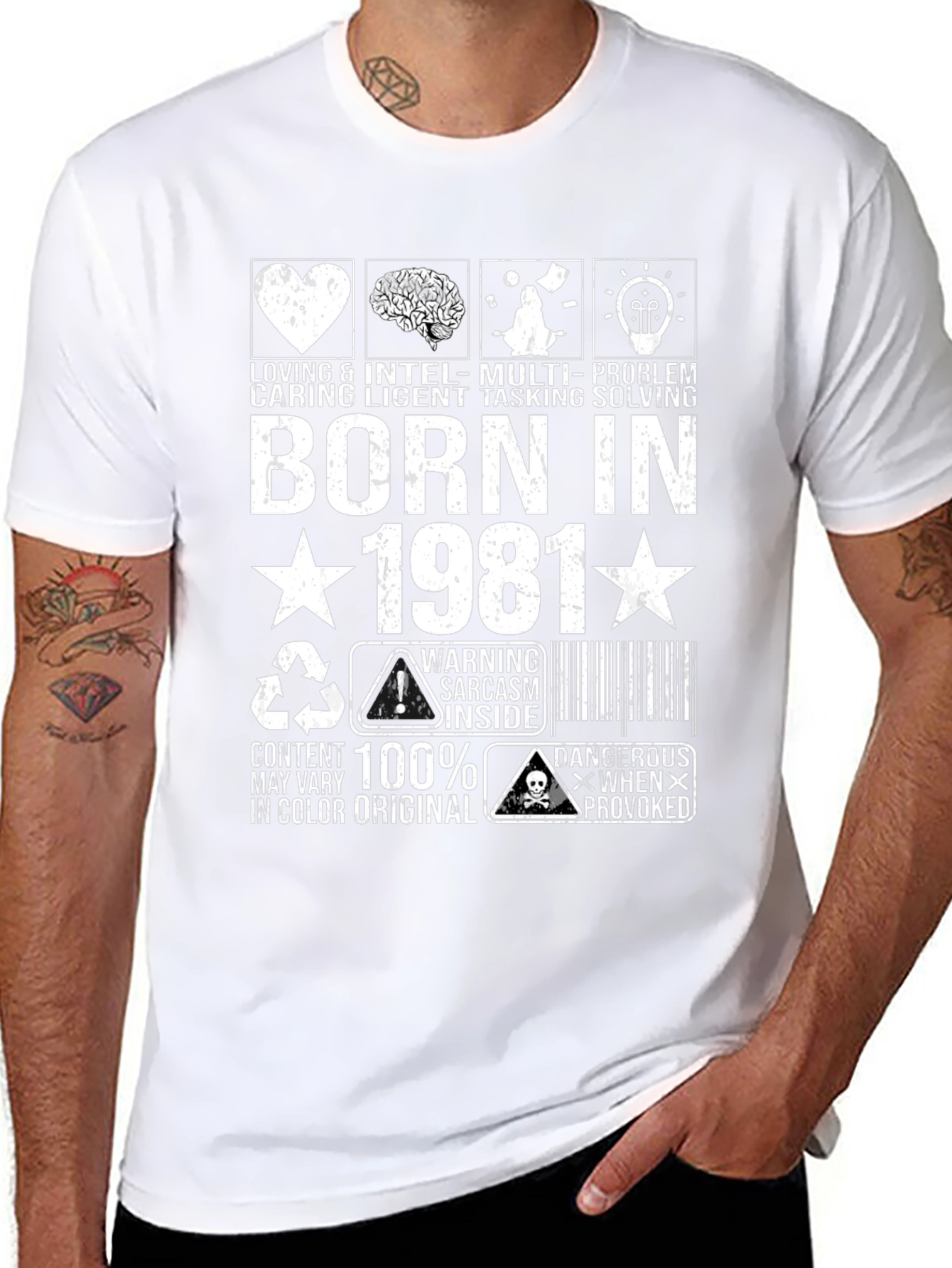 Born in 1981 T-Shirt - Loving Caring Intelligent