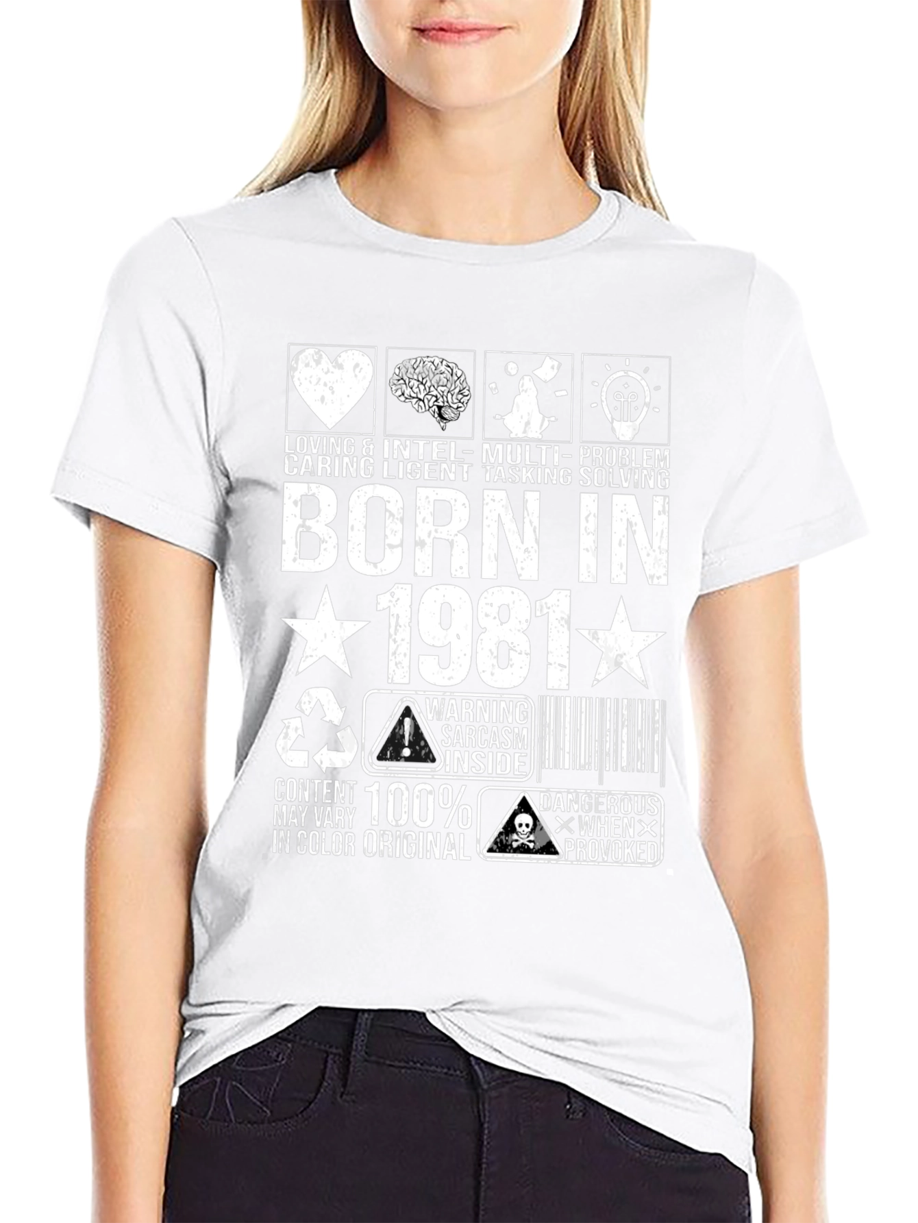 Born in 1981 T-Shirt - Loving Caring Intelligent