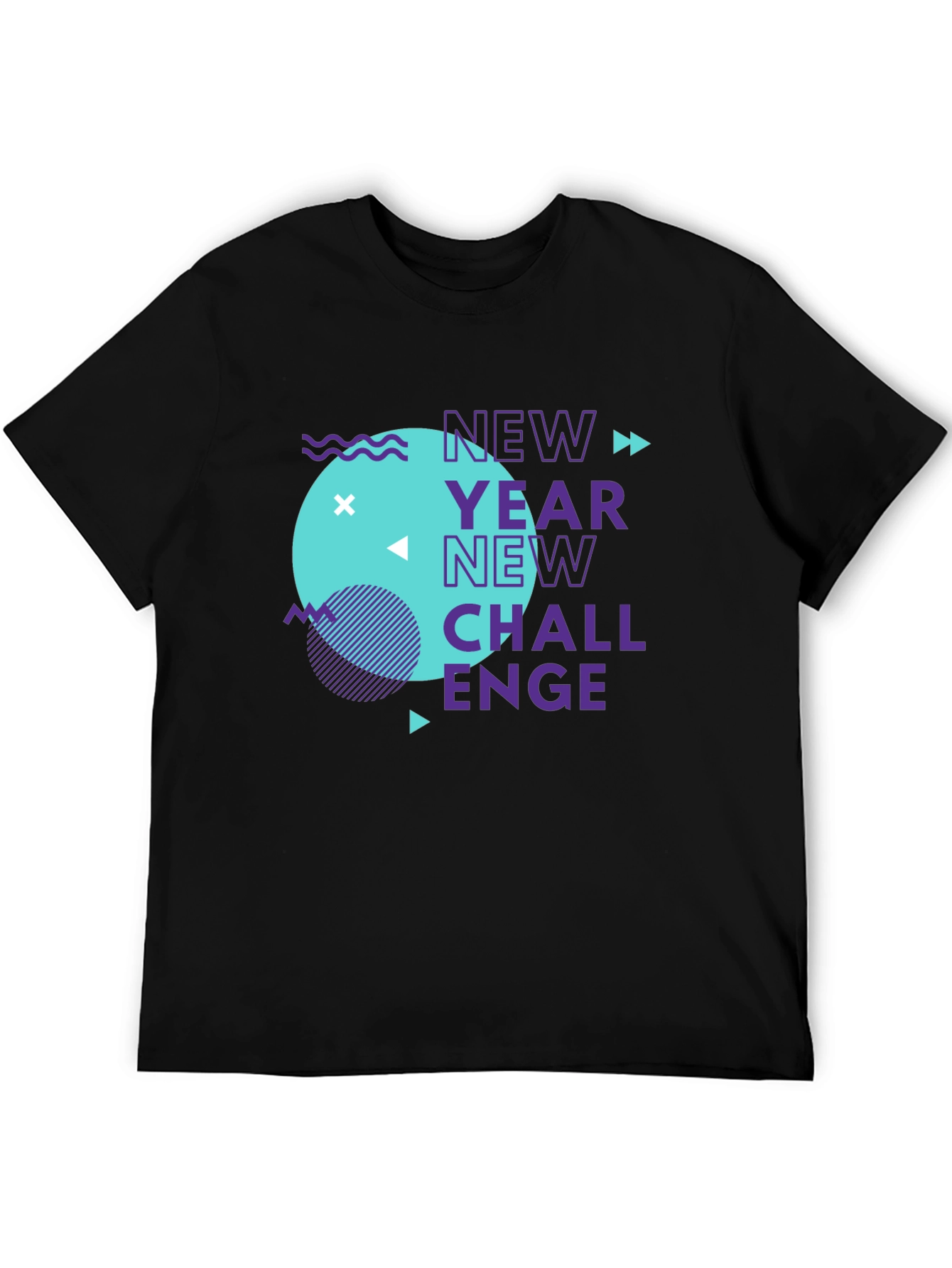 New Year Challenge Graphic Tee - Stylish Black T-Shirt