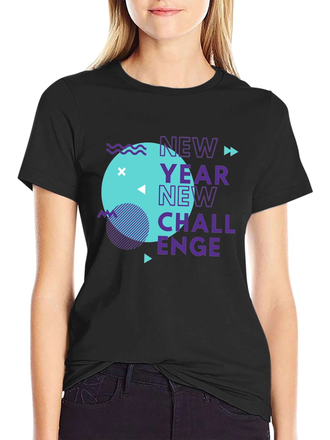 New Year Challenge Graphic Tee - Stylish Black T-Shirt