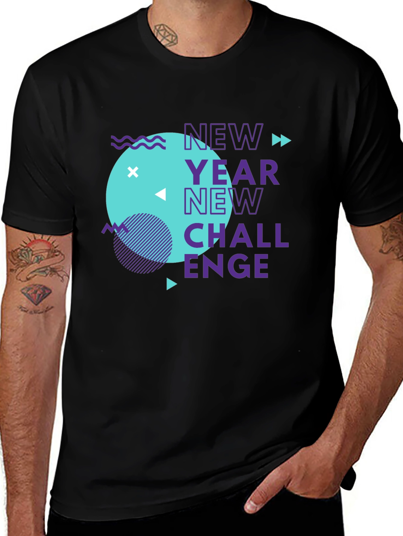 New Year Challenge Graphic Tee - Stylish Black T-Shirt