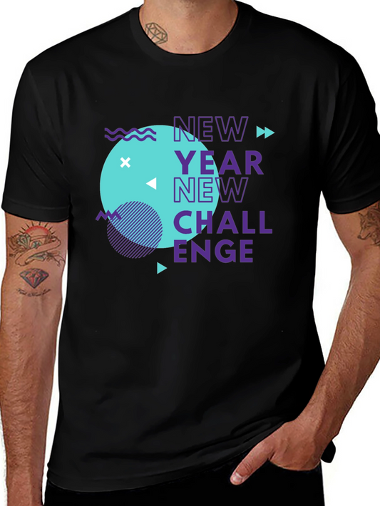 New Year Challenge Graphic Tee - Stylish Black T-Shirt