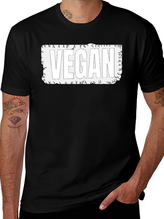 Vegan Graphic Tee - Black Cotton Comfort Fit T-Shirt