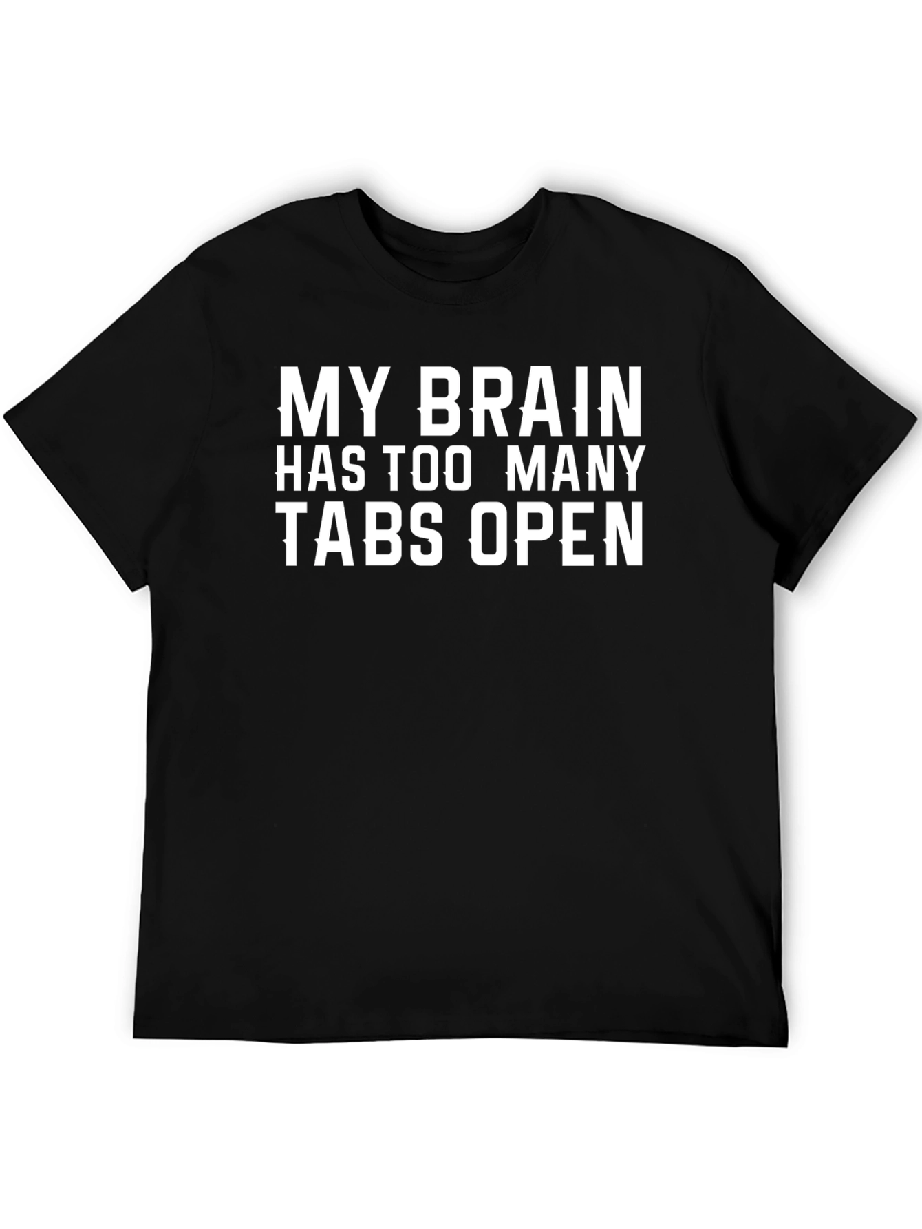 Funny Brain Tabs Open Graphic Black T-Shirt