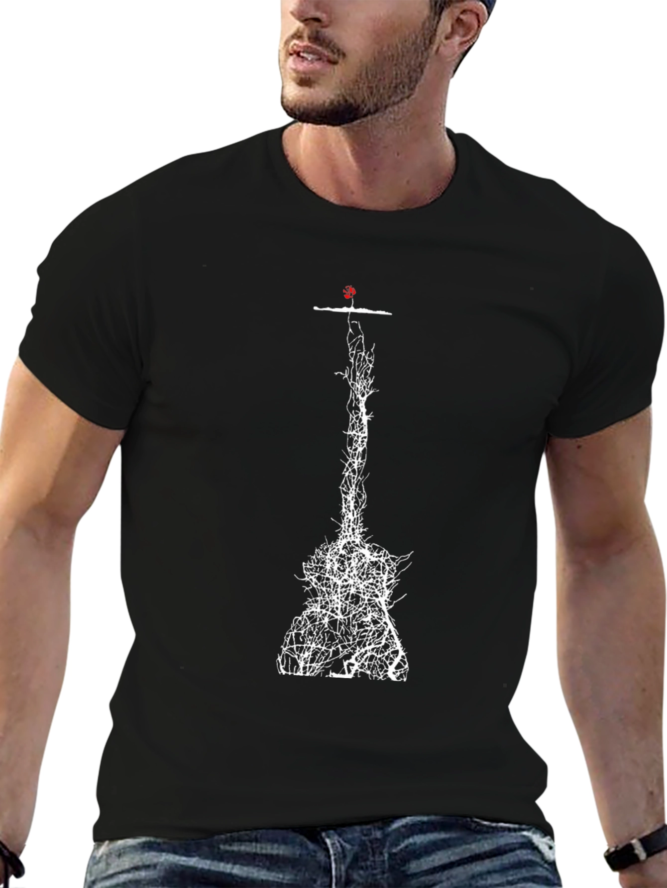 Abstract Tree Guitar Black T-Shirt
