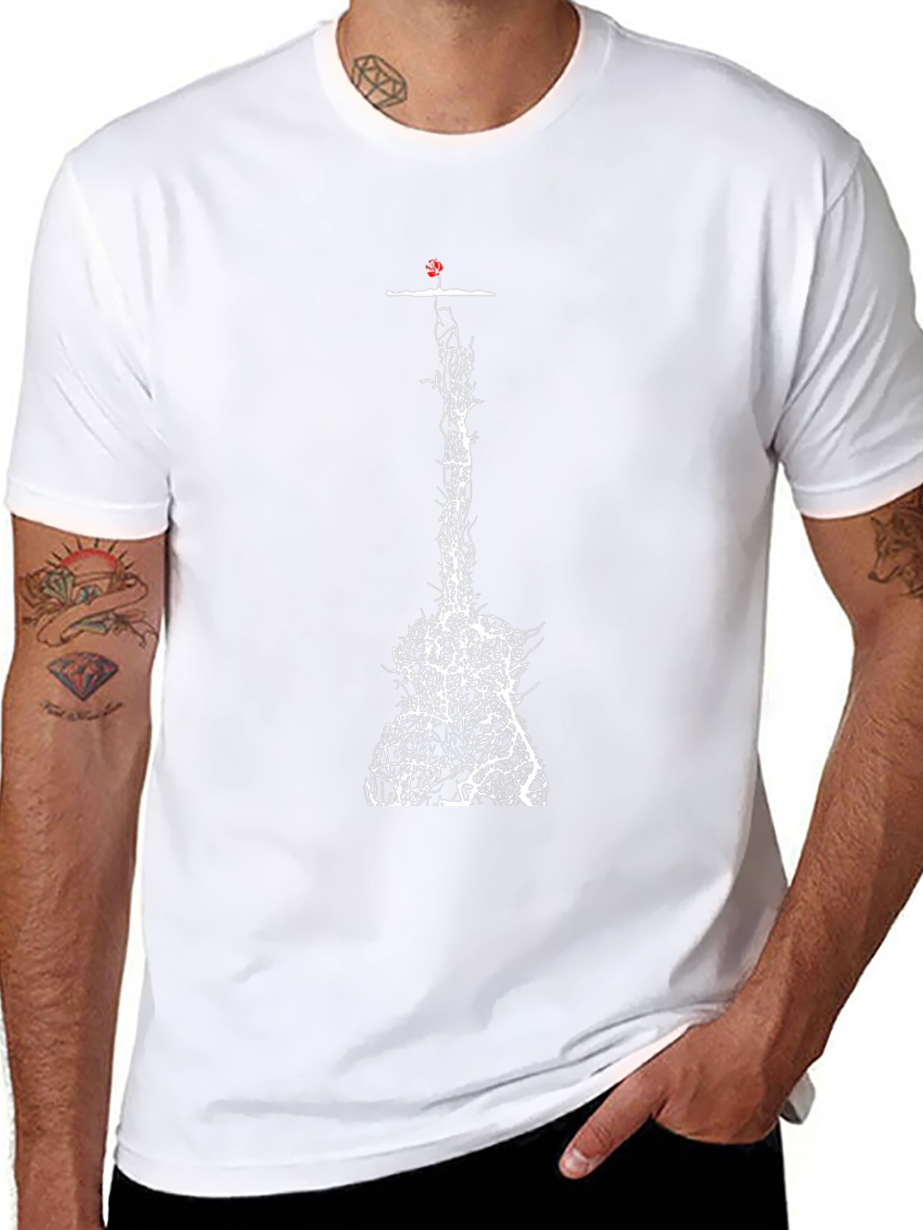 Abstract Tree Guitar Black T-Shirt
