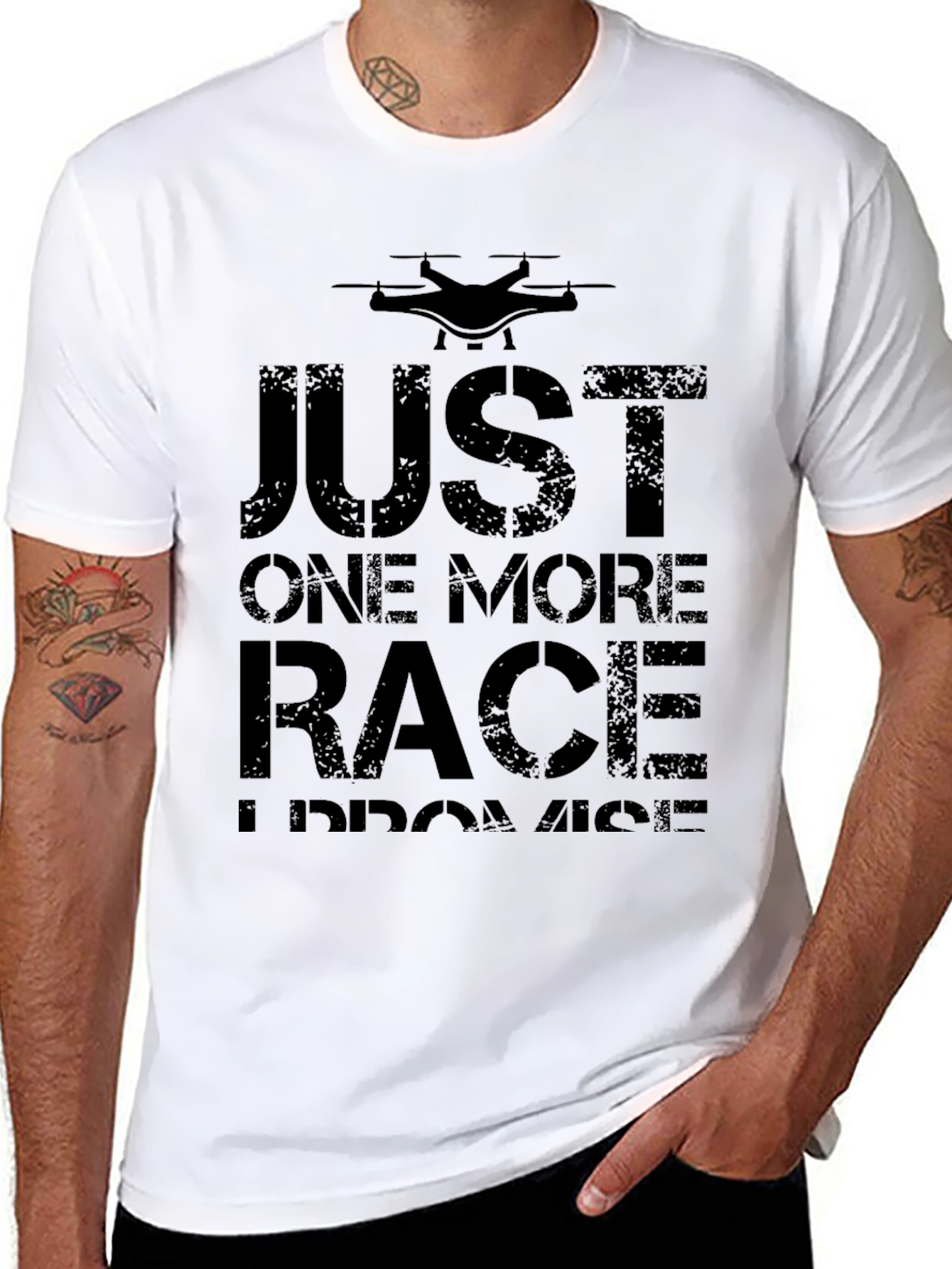 Just One More Race Drone T-Shirt - Black