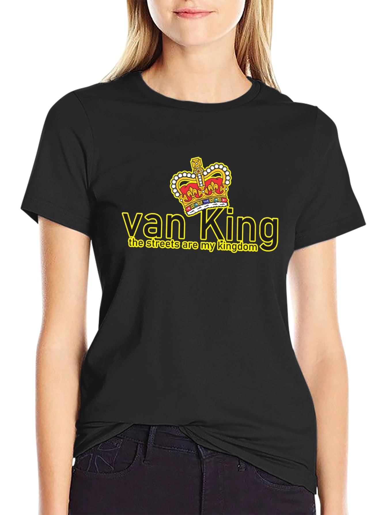 Van King Graphic Tee - Black Crew Neck T-Shirt