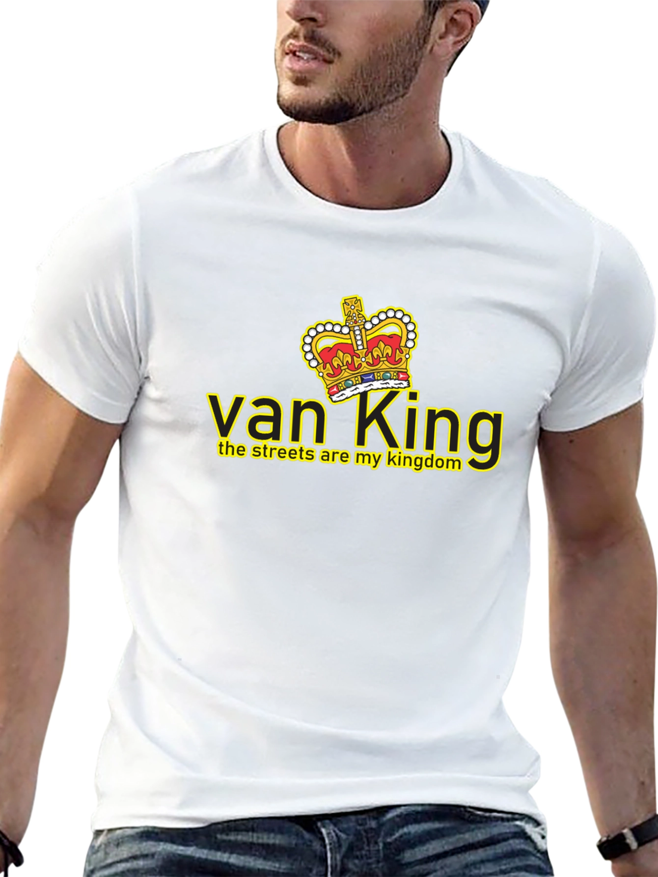Van King Graphic Tee - Black Crew Neck T-Shirt