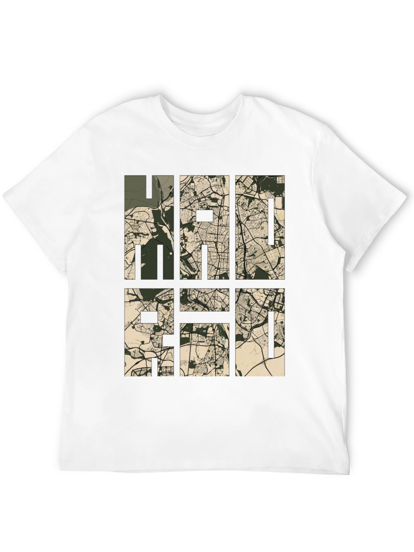 Stylish Map Design Tee - Black Casual T-Shirt