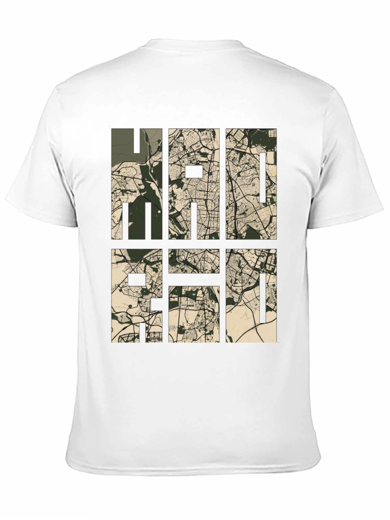 Stylish Map Design Tee - Black Casual T-Shirt