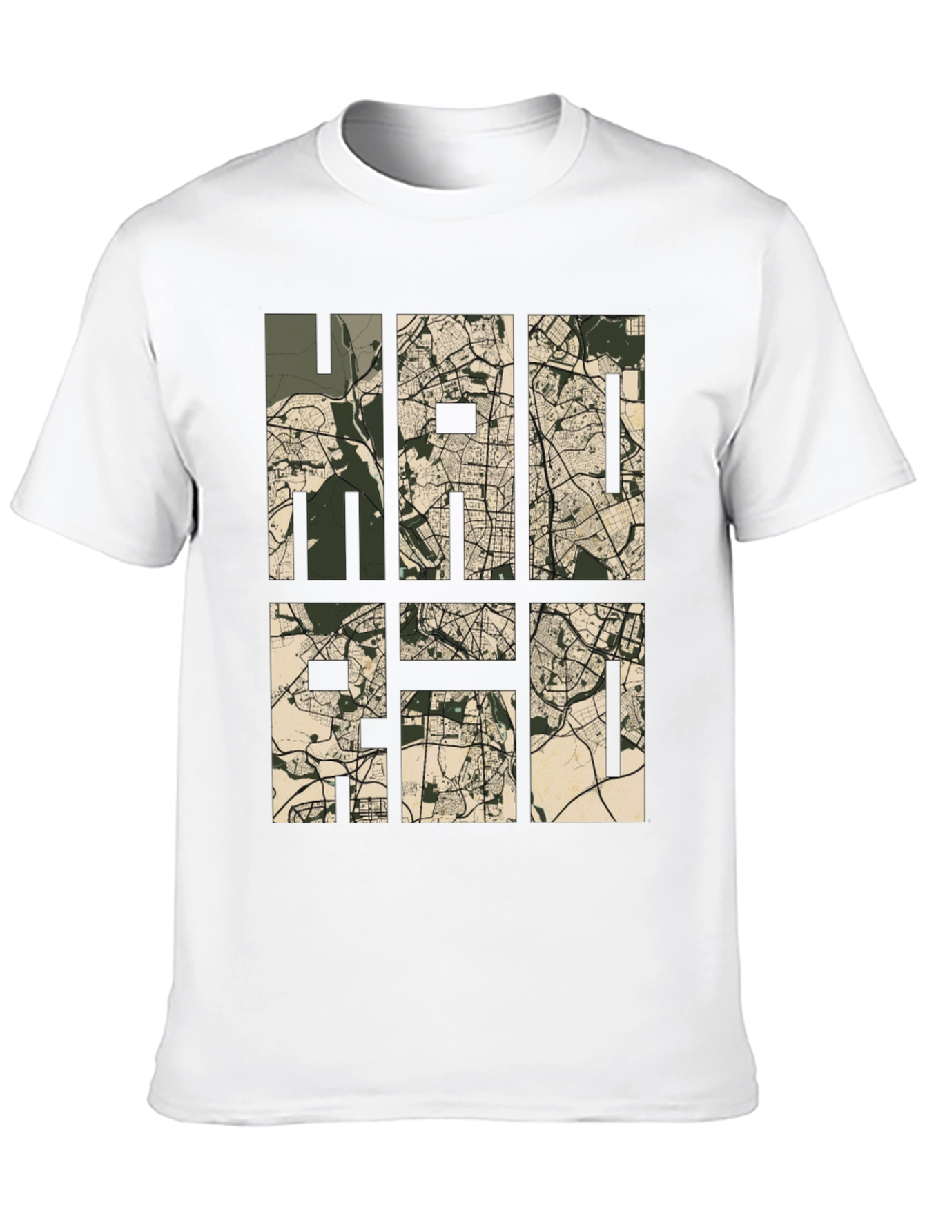 Stylish Map Design Tee - Black Casual T-Shirt