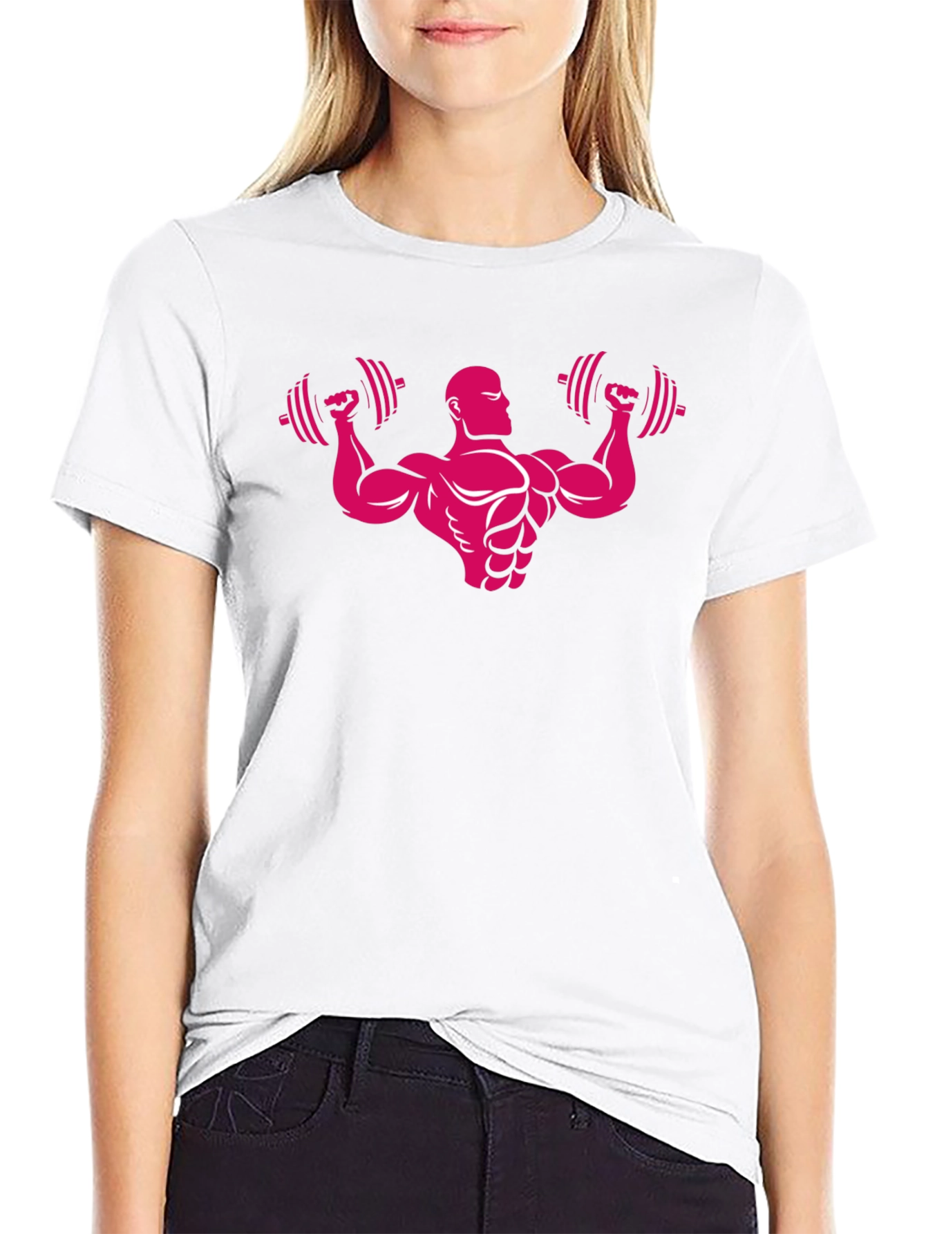Mens Black Graphic Tee - Bodybuilder Design