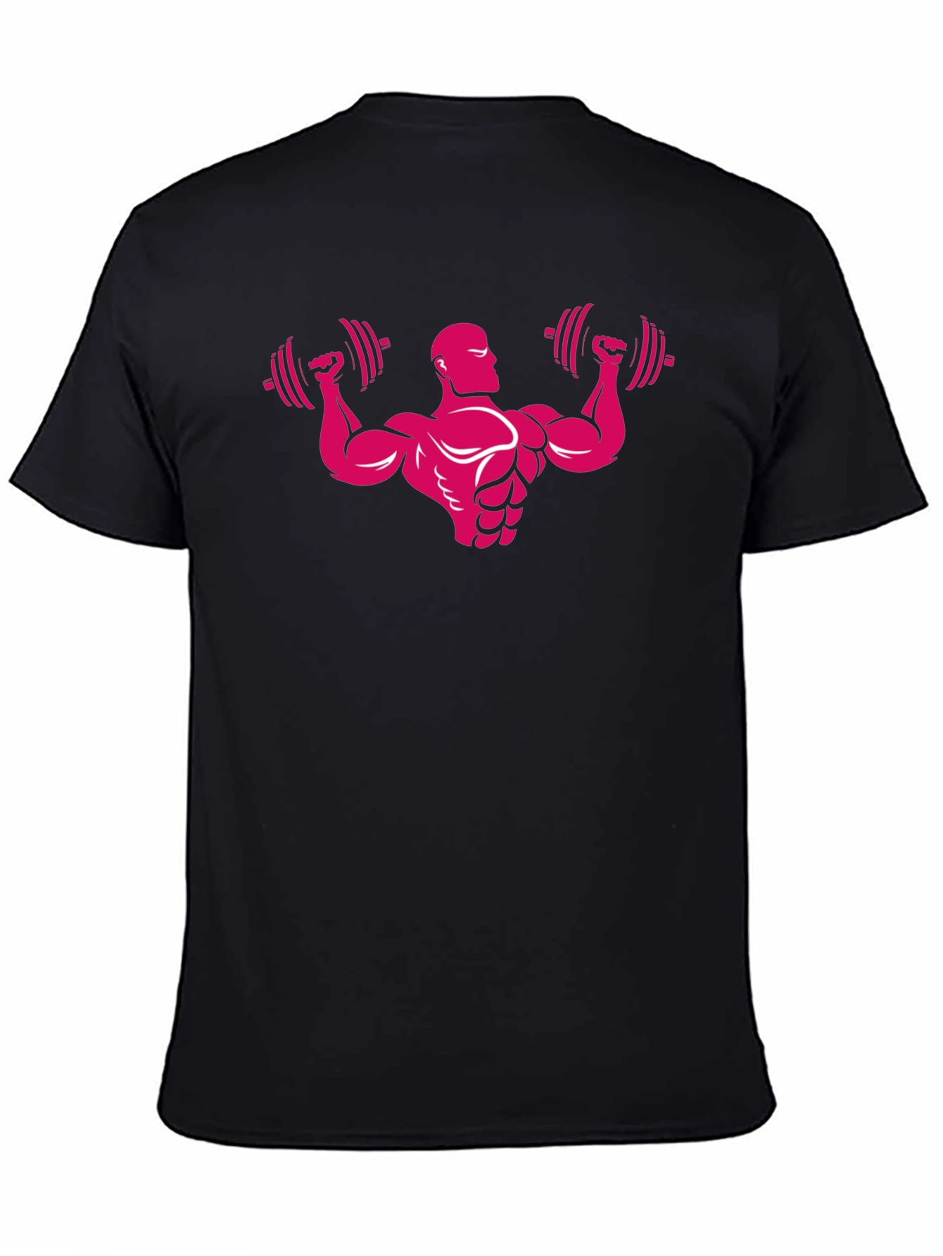 Mens Black Graphic Tee - Bodybuilder Design