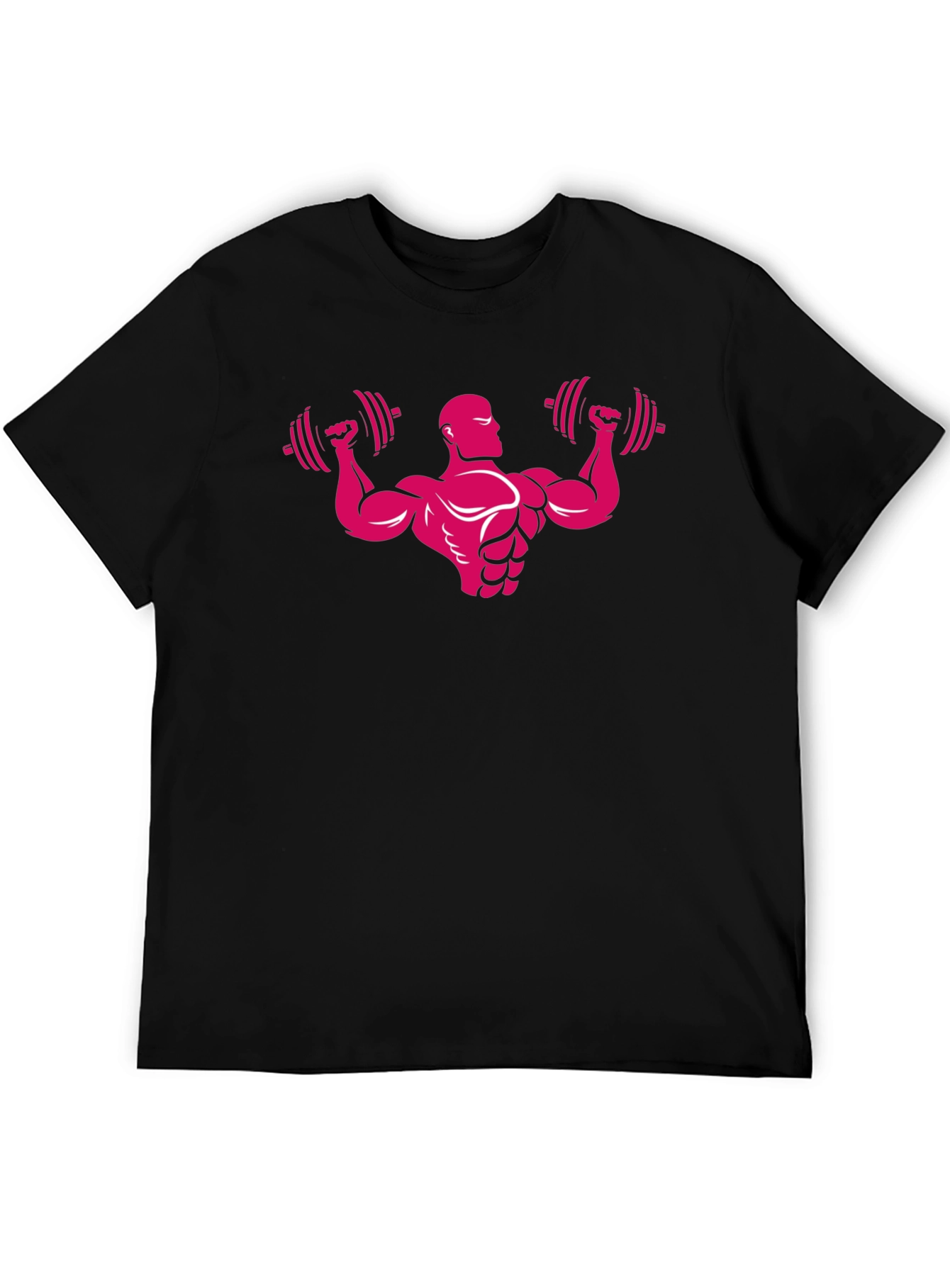 Mens Black Graphic Tee - Bodybuilder Design