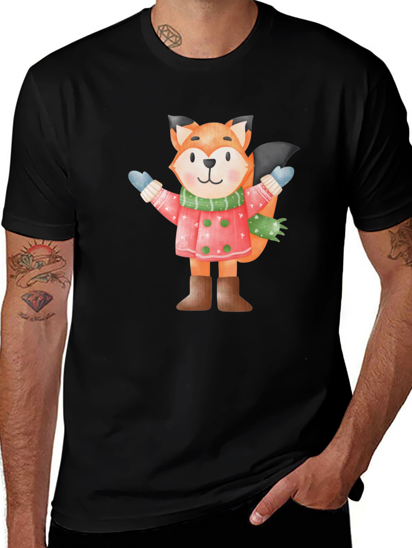 Fox Winter Cartoon T-Shirt