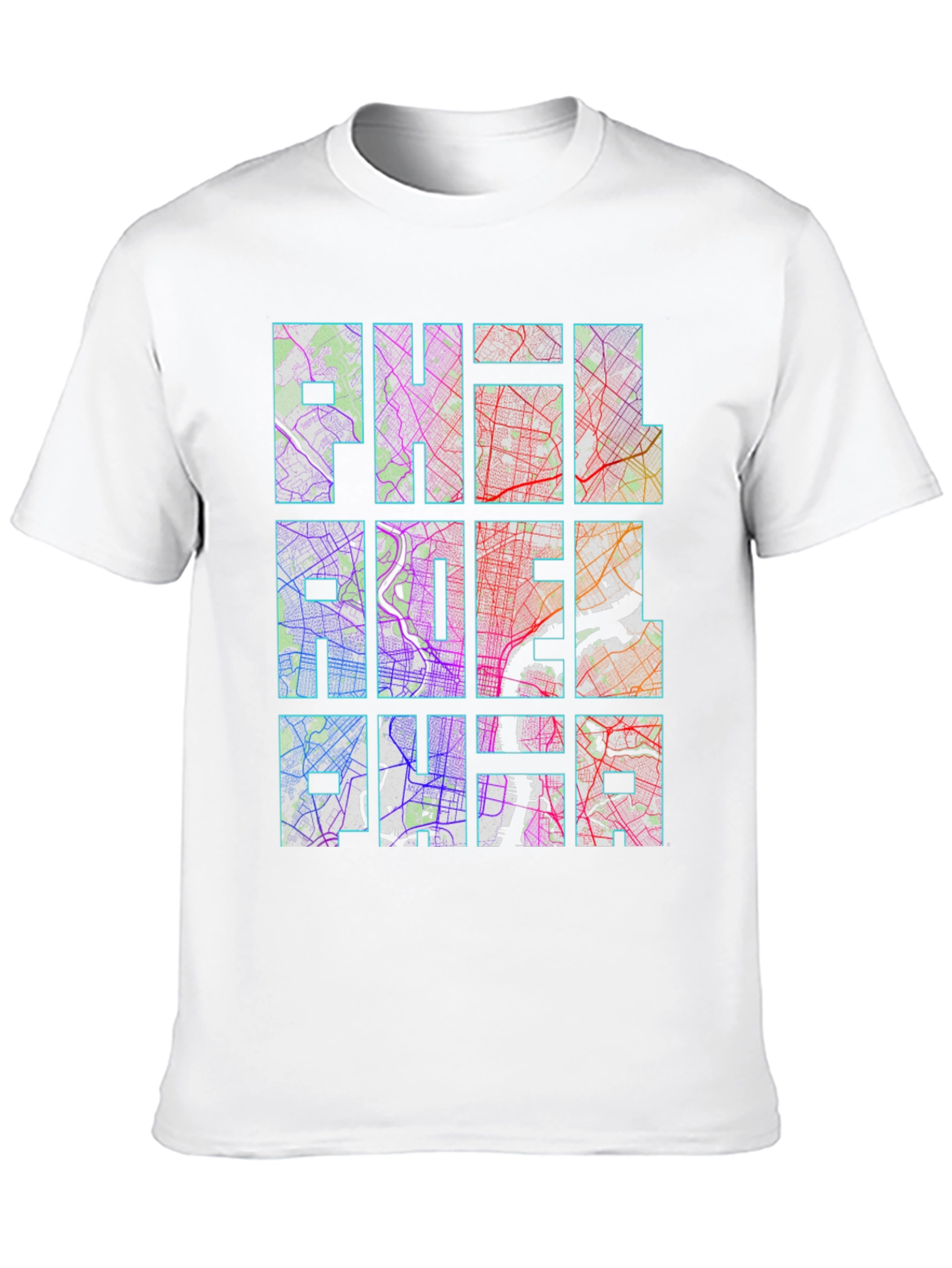 Philadelphia City Map Graphic Print Mens T-Shirt