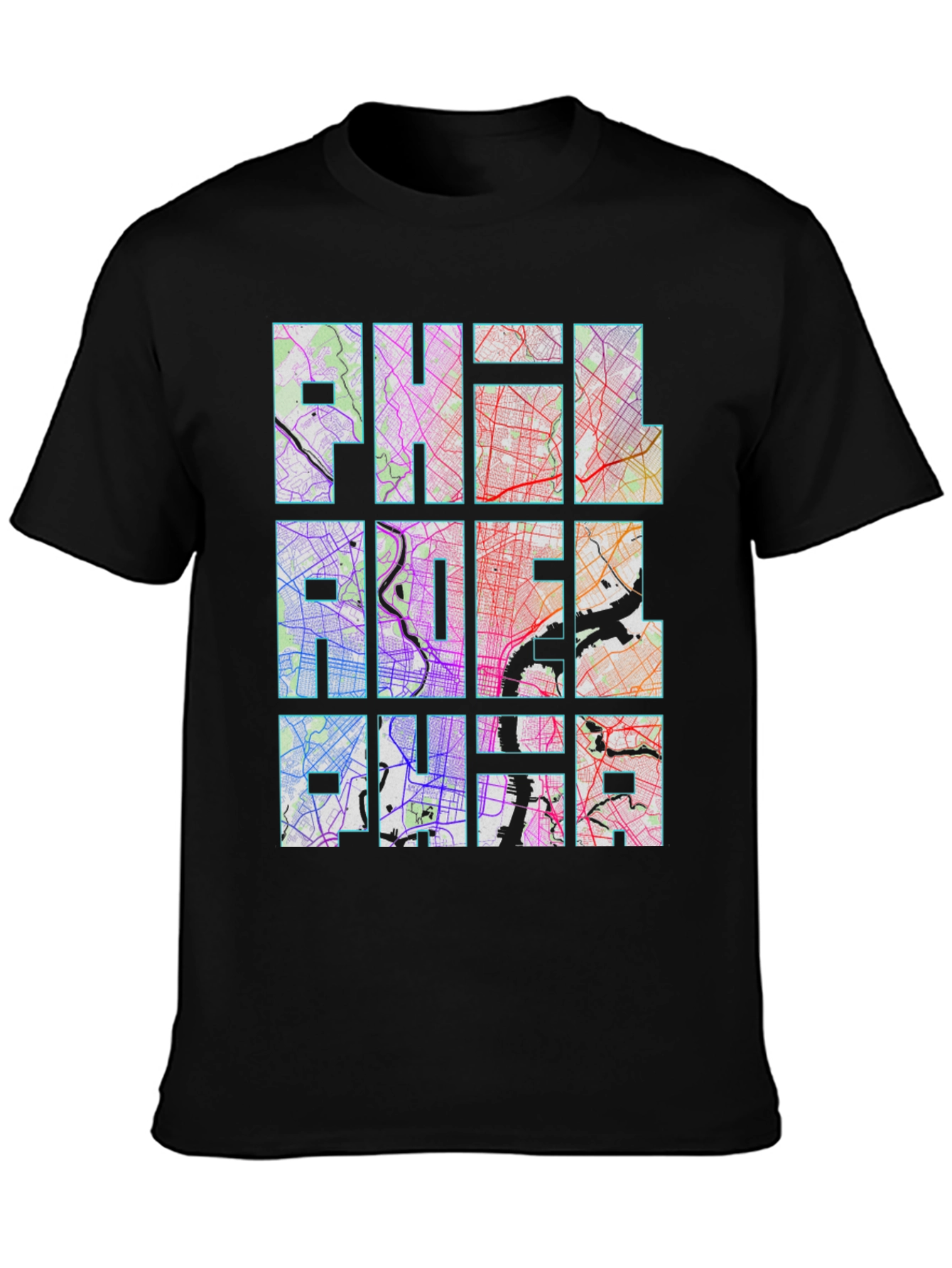 Philadelphia City Map Graphic Print Mens T-Shirt