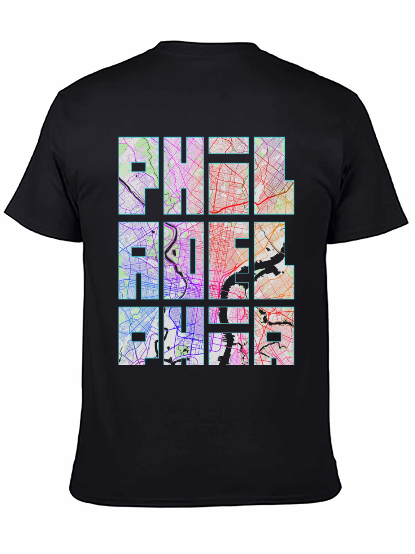 Philadelphia City Map Graphic Print Mens T-Shirt