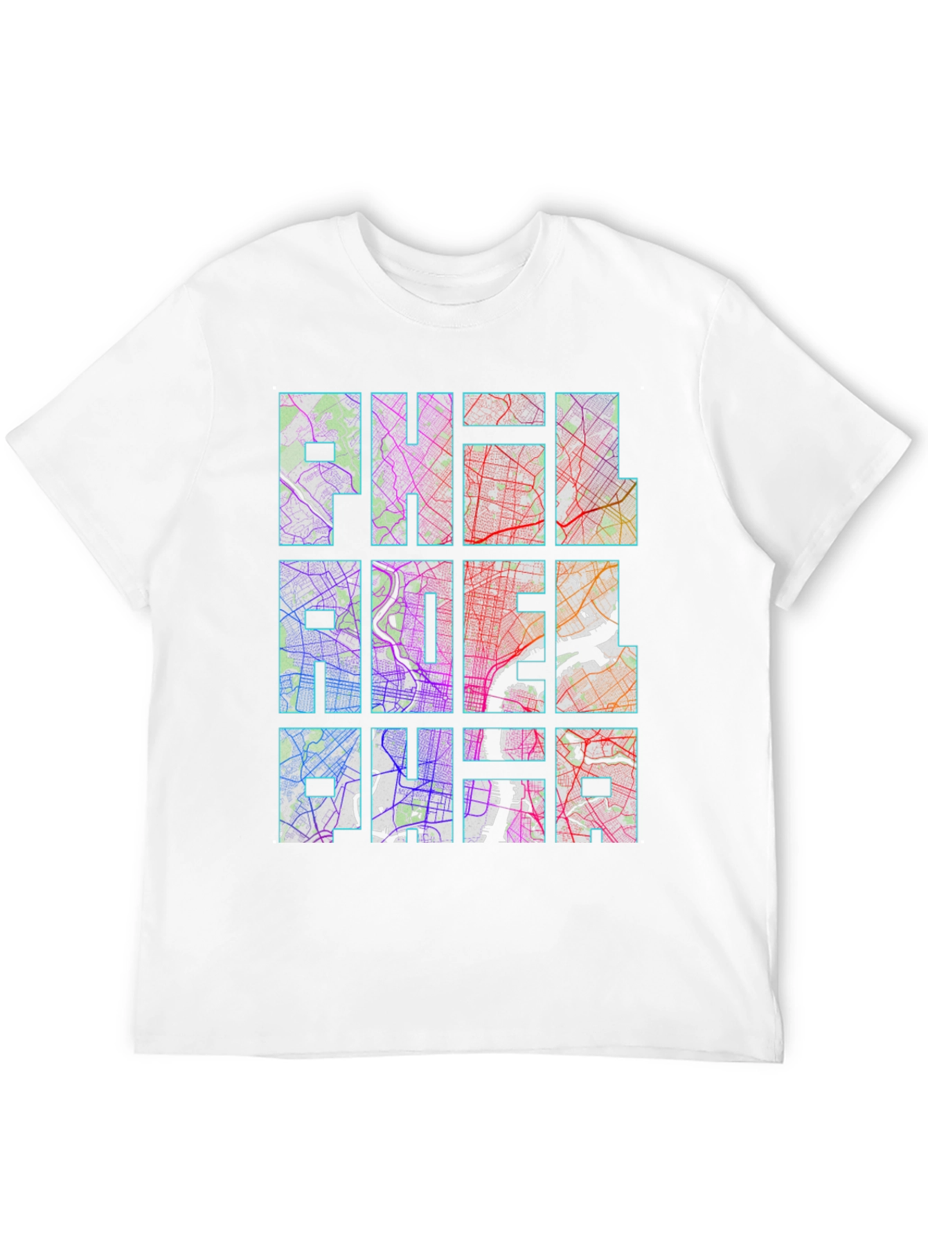 Philadelphia City Map Graphic Print Mens T-Shirt