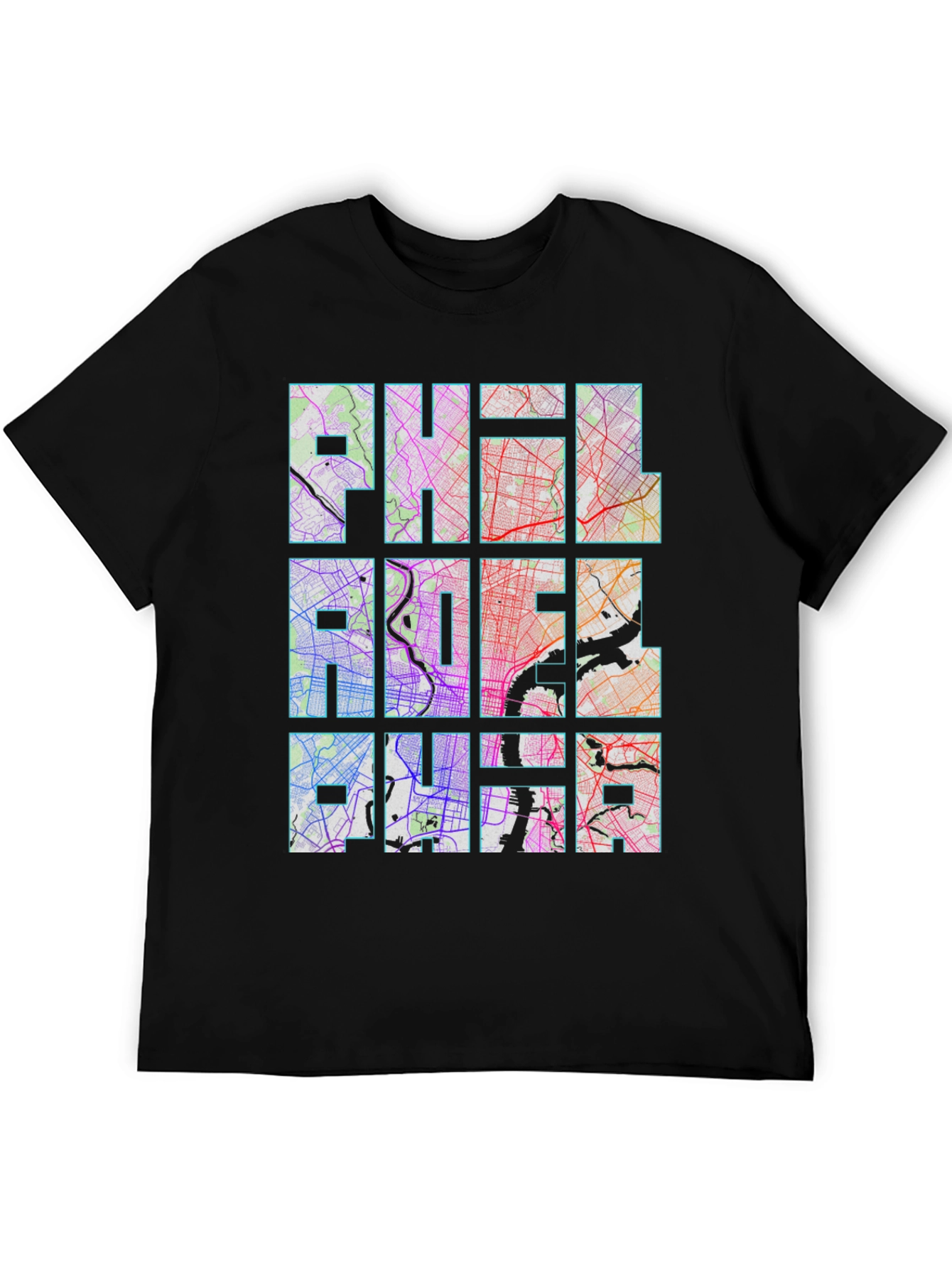 Philadelphia City Map Graphic Print Mens T-Shirt