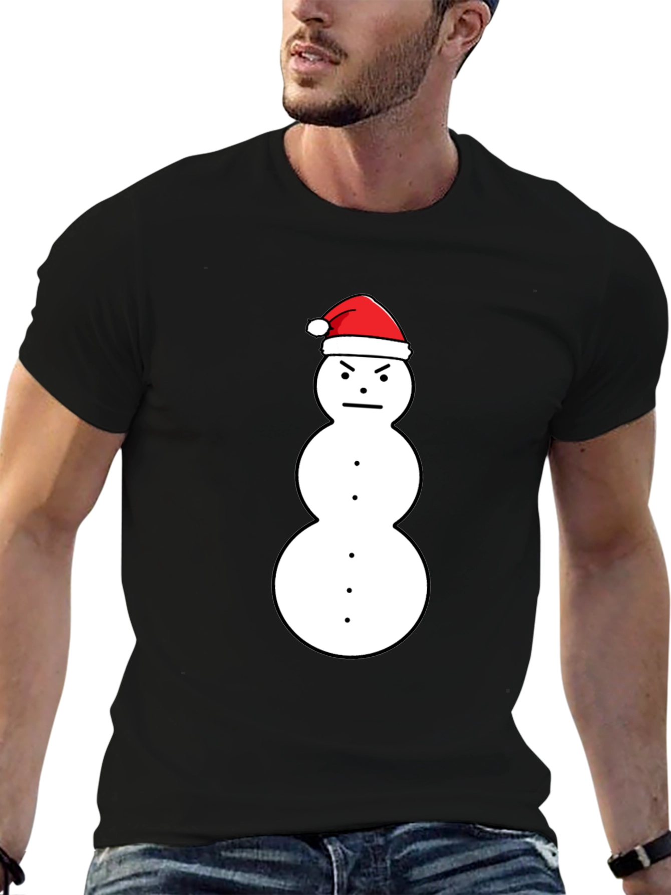 Grumpy Snowman Santa Hat Graphic Tee
