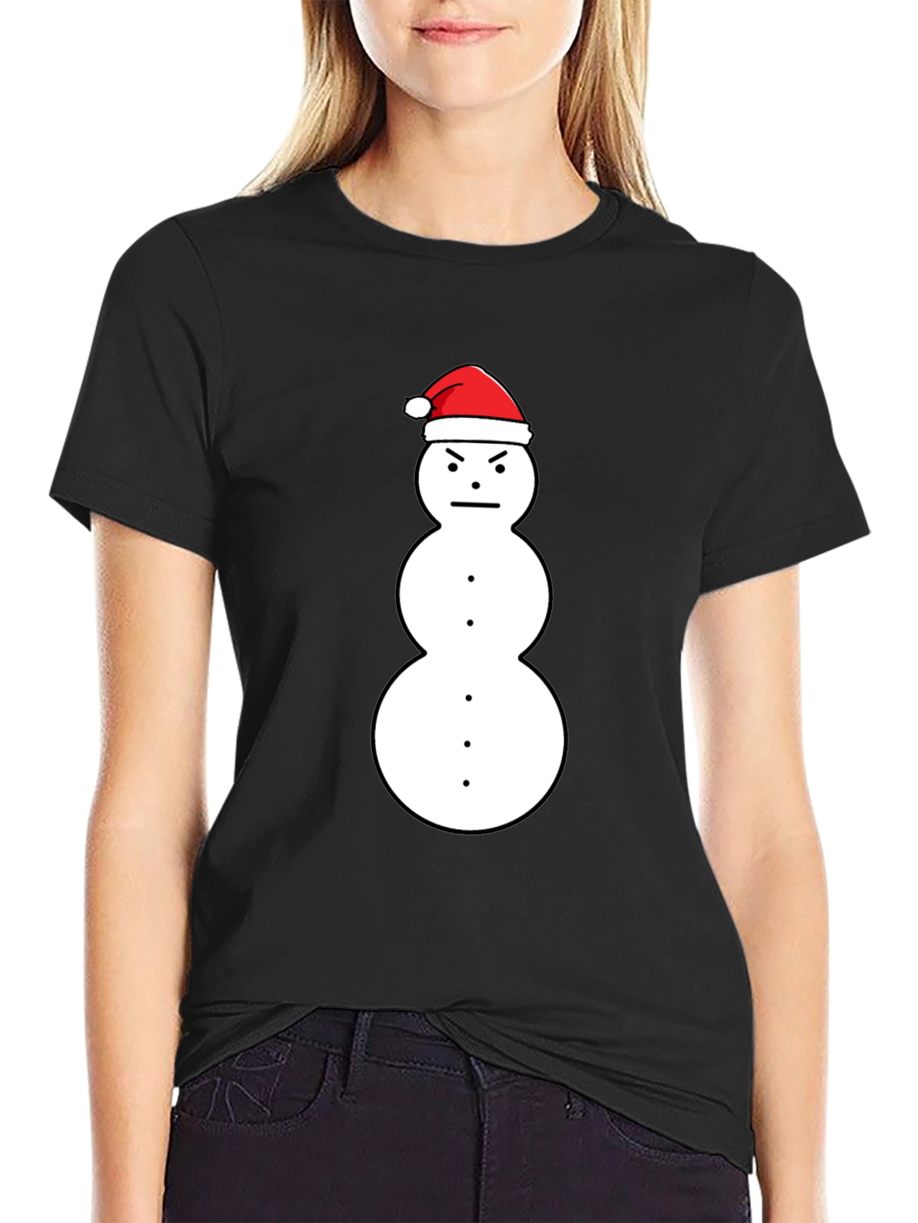 Grumpy Snowman Santa Hat Graphic Tee