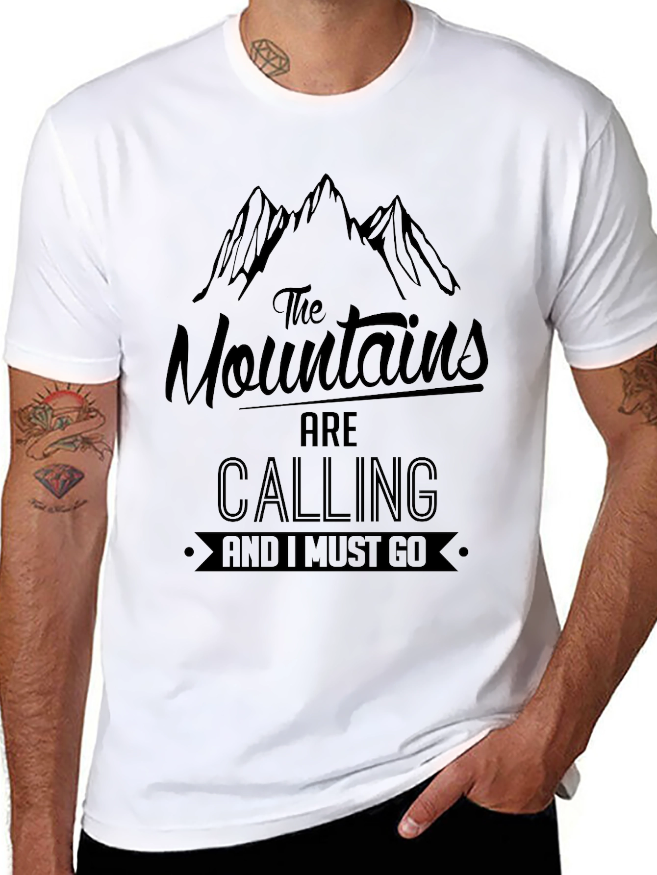 Mountains are Calling Graphic Tee - Black
