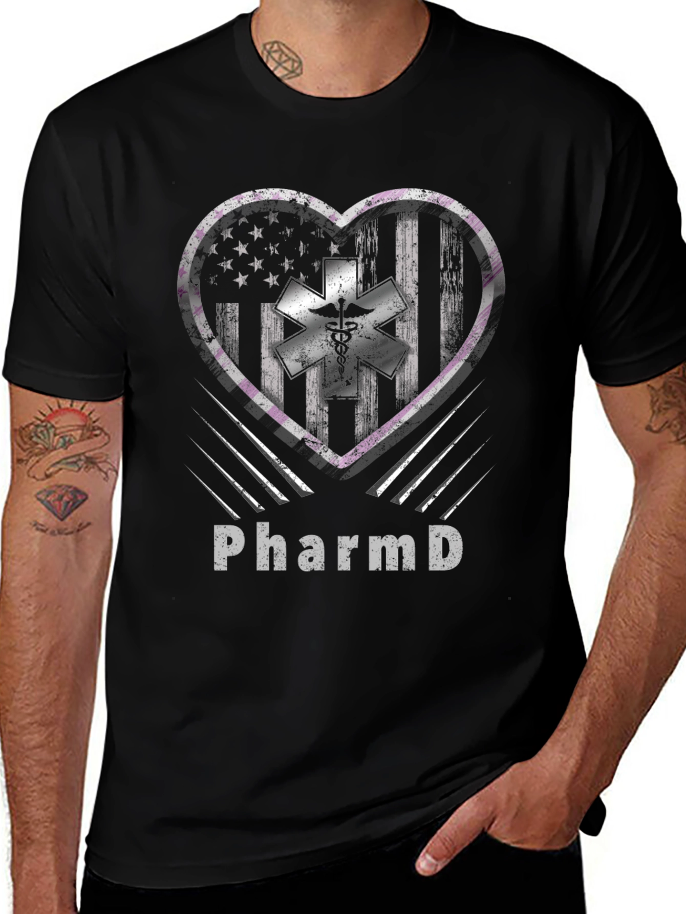 PharmD American Flag Heart T-Shirt