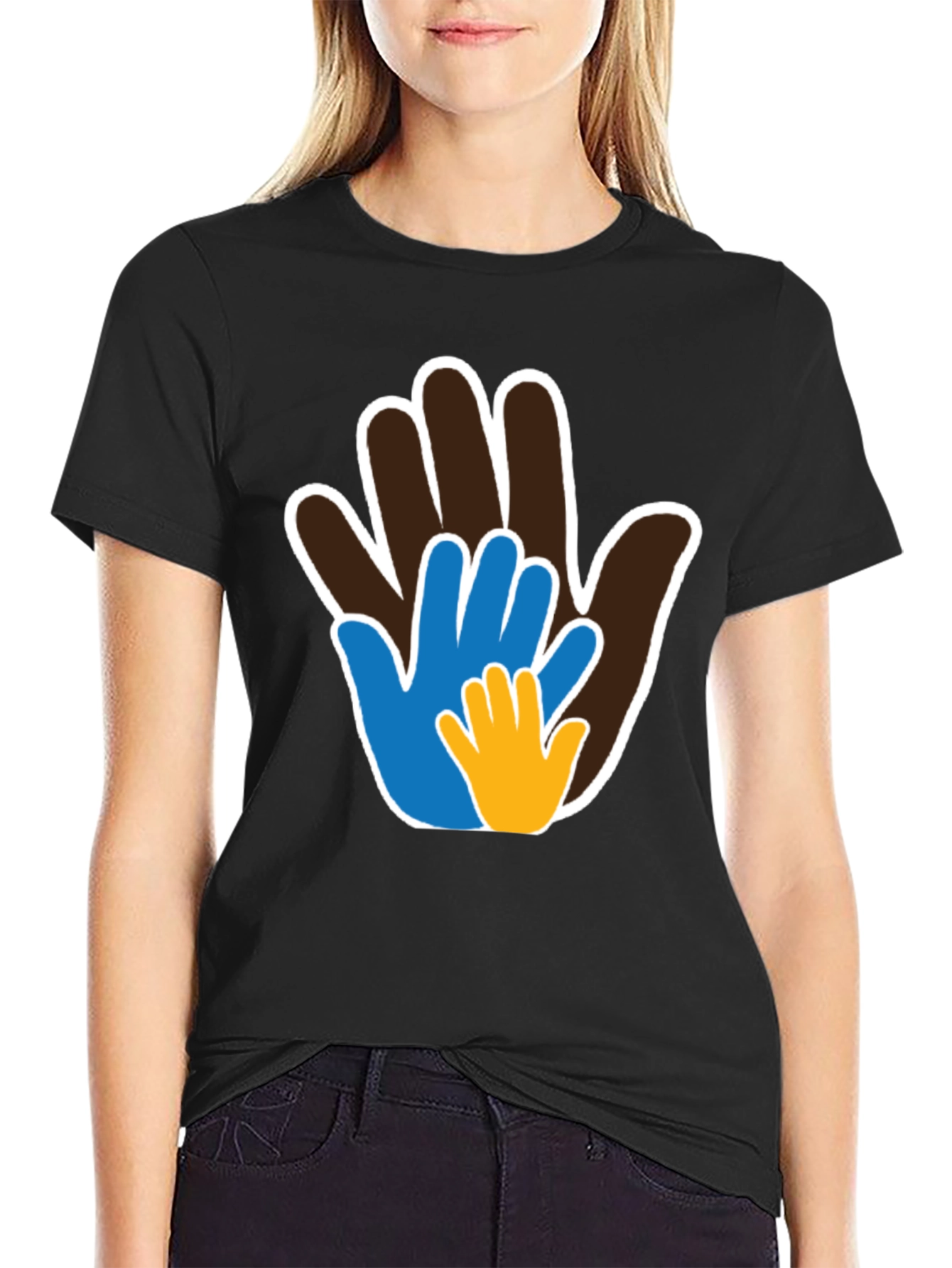 Family Hands T-Shirt - Black Tee